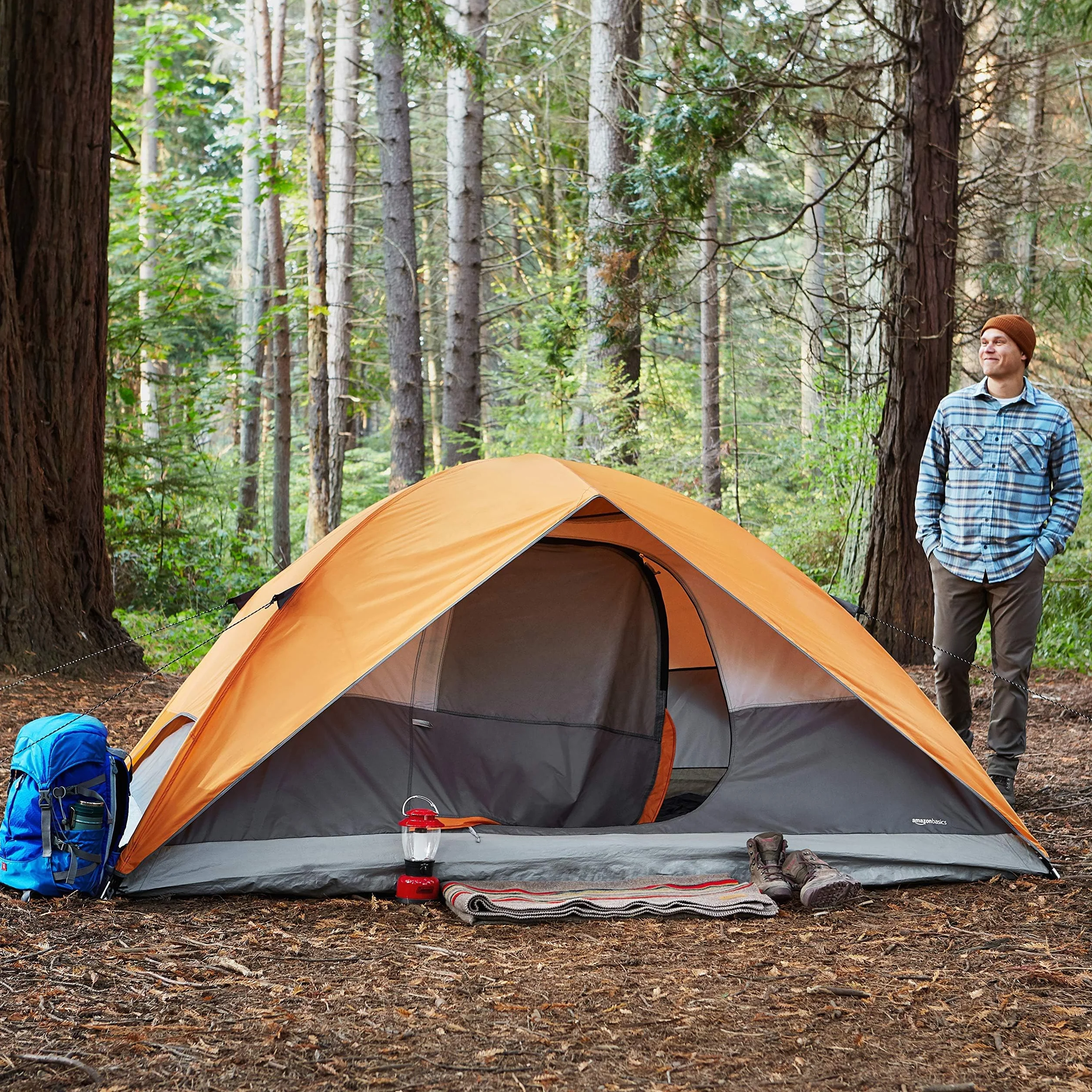Amazon Basics Tienda de campaña impermeable 6 personas 3 estaciones lona bolsa transporte