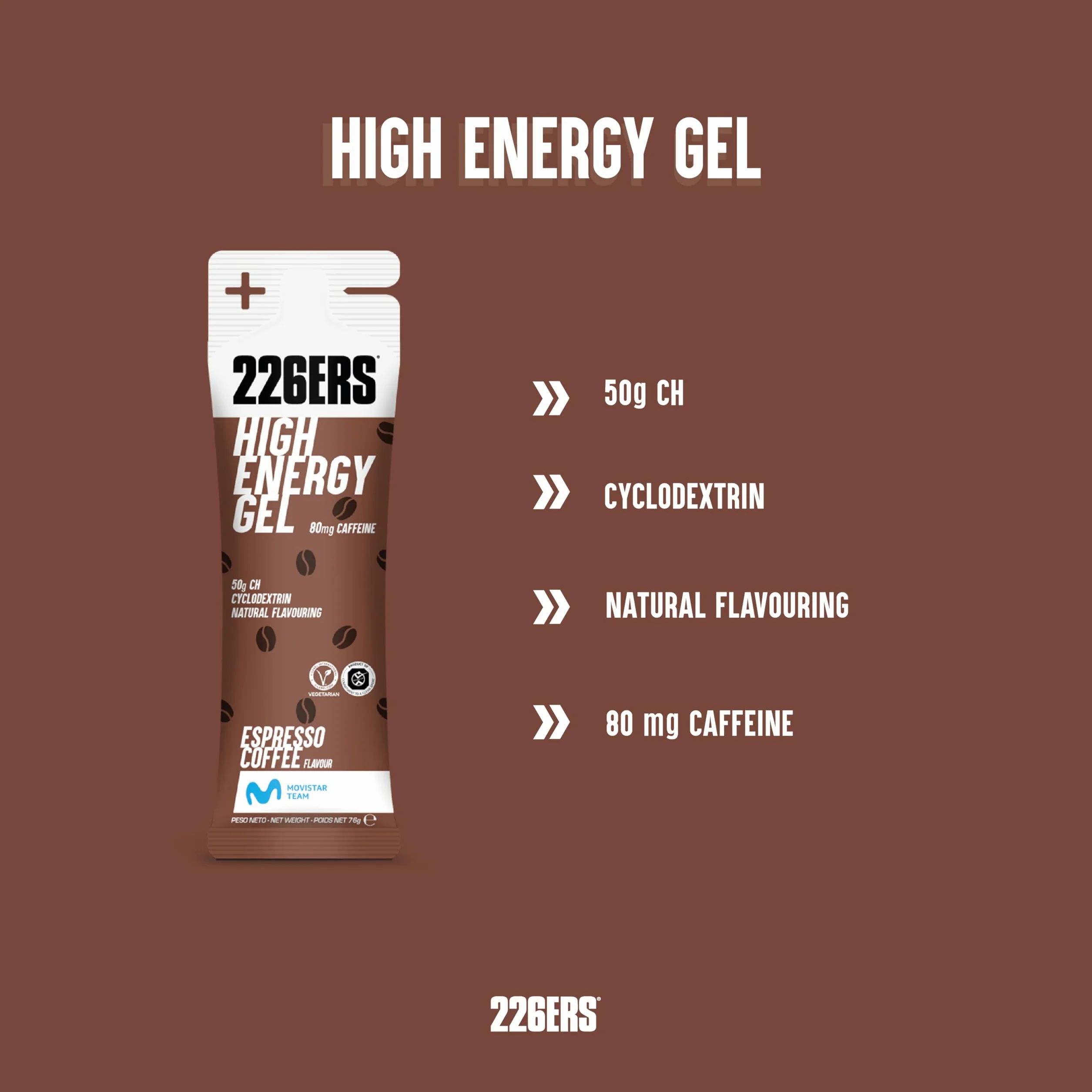 226ERS High Energy Gel Café Expresso 50g Ciclodextrina 80mg Cafeína Vegano