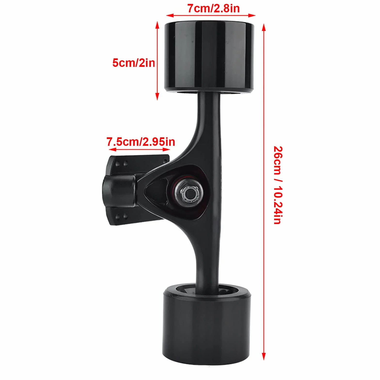 Alomejor Skateboard Truck Combo Set -2pcs Skateboard Truck + 4pcs Skate Wheel + 2pcs Riser Pad Cojinete + 8 Longboard Pernos + 8 Patineta Tuerca(Black Shaft Black Wheel)