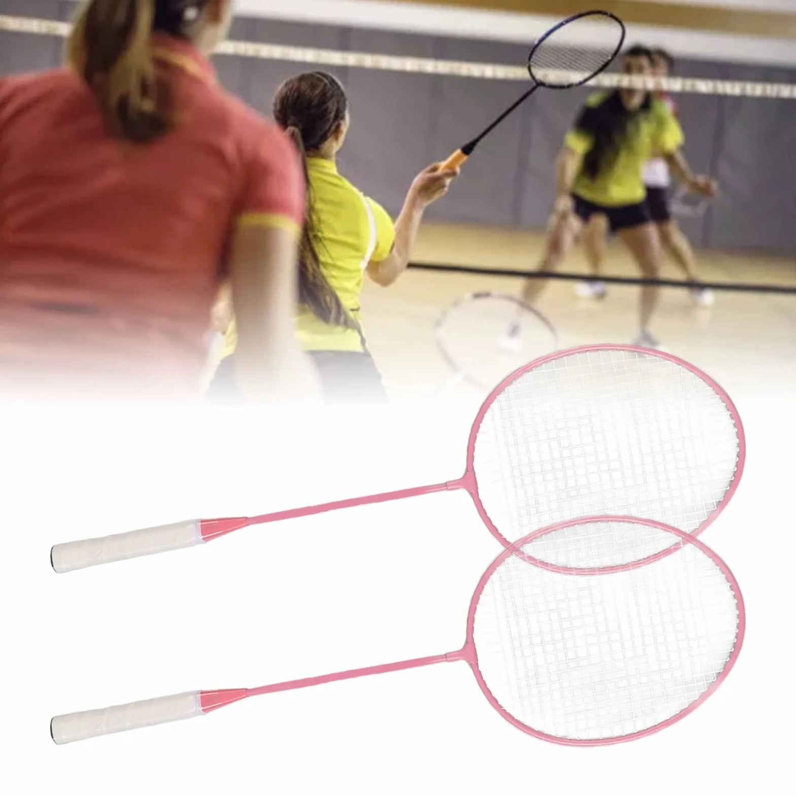 Keenso Juego de Raquetas de Bádminton K1134 Aleación de Hierro con Bolsa de Almacenamiento Rosa