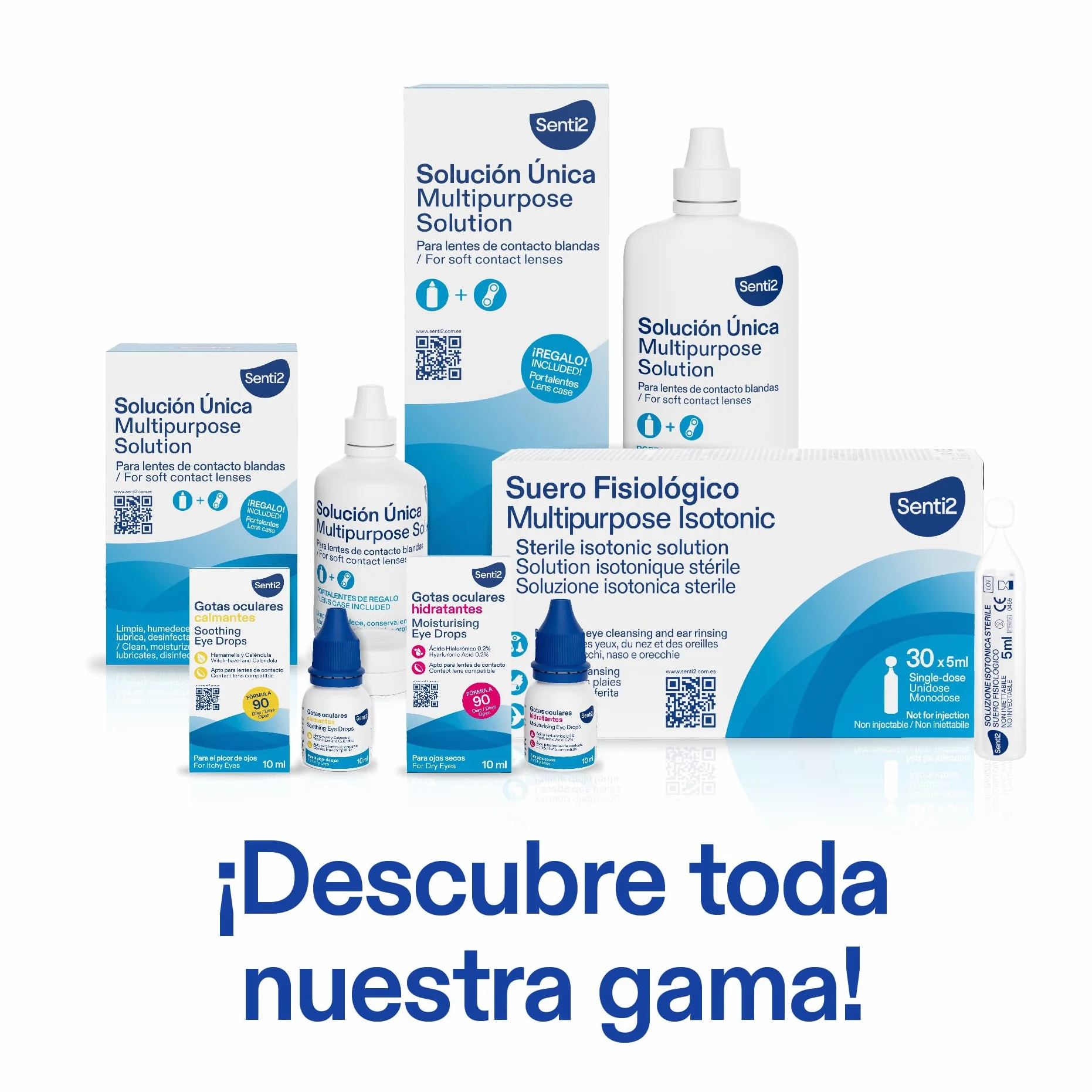 Senti2 Solución Multipropósito Lentes Contacto Blandas 360 ml Portalentes Regalo Paquete 3