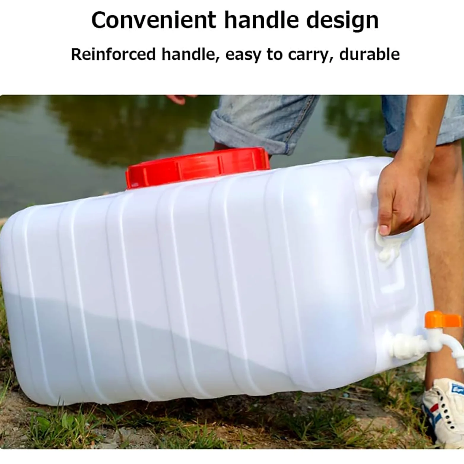 Depósito de agua portátil de 20 galones con espiga y manguera, contenedor de almacenamiento de agua para camping, RV, camión, preparación para emergencias (espesamiento)