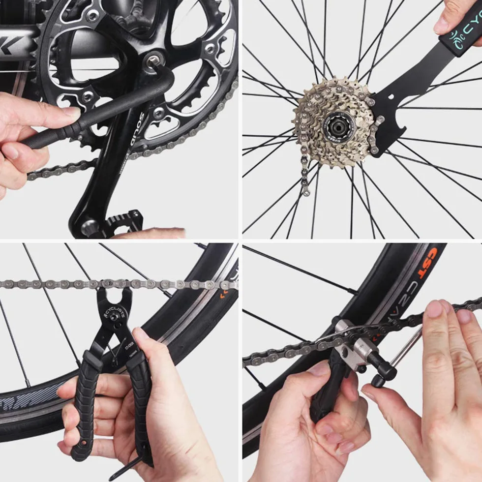 Kit de Herramientas de Reparación de Bicicletas Multifuncionales Todos los Tipos de Bicic Caja con Caja de Plástico Equipo Esencial de Reparación y Mantenimiento de Bicic Universales