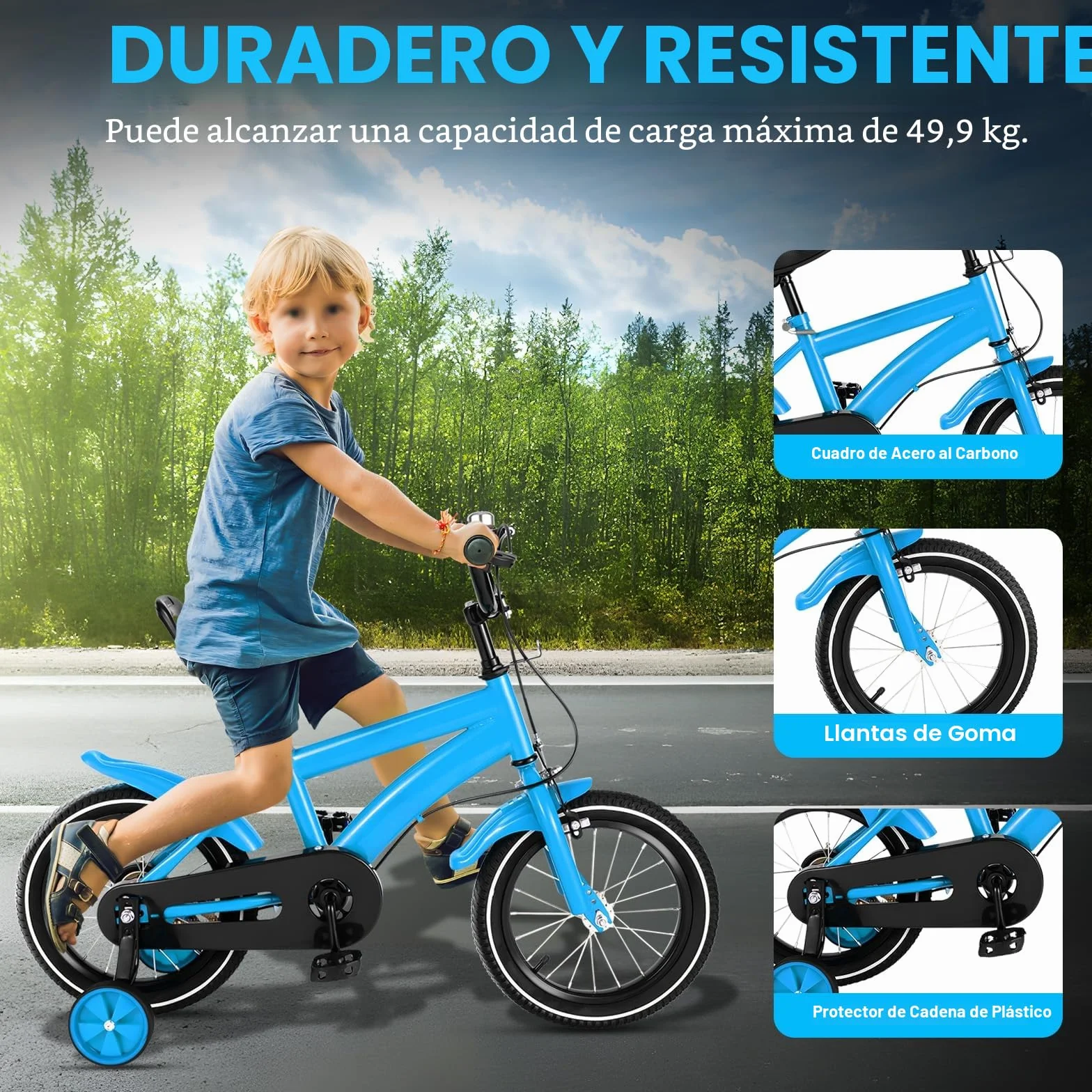 Bicicleta infantil de 14 pulgadas, ajustable para niños con protección de cadena, bicicletas para niños de 2 a 13 años de edad, niños y niñas