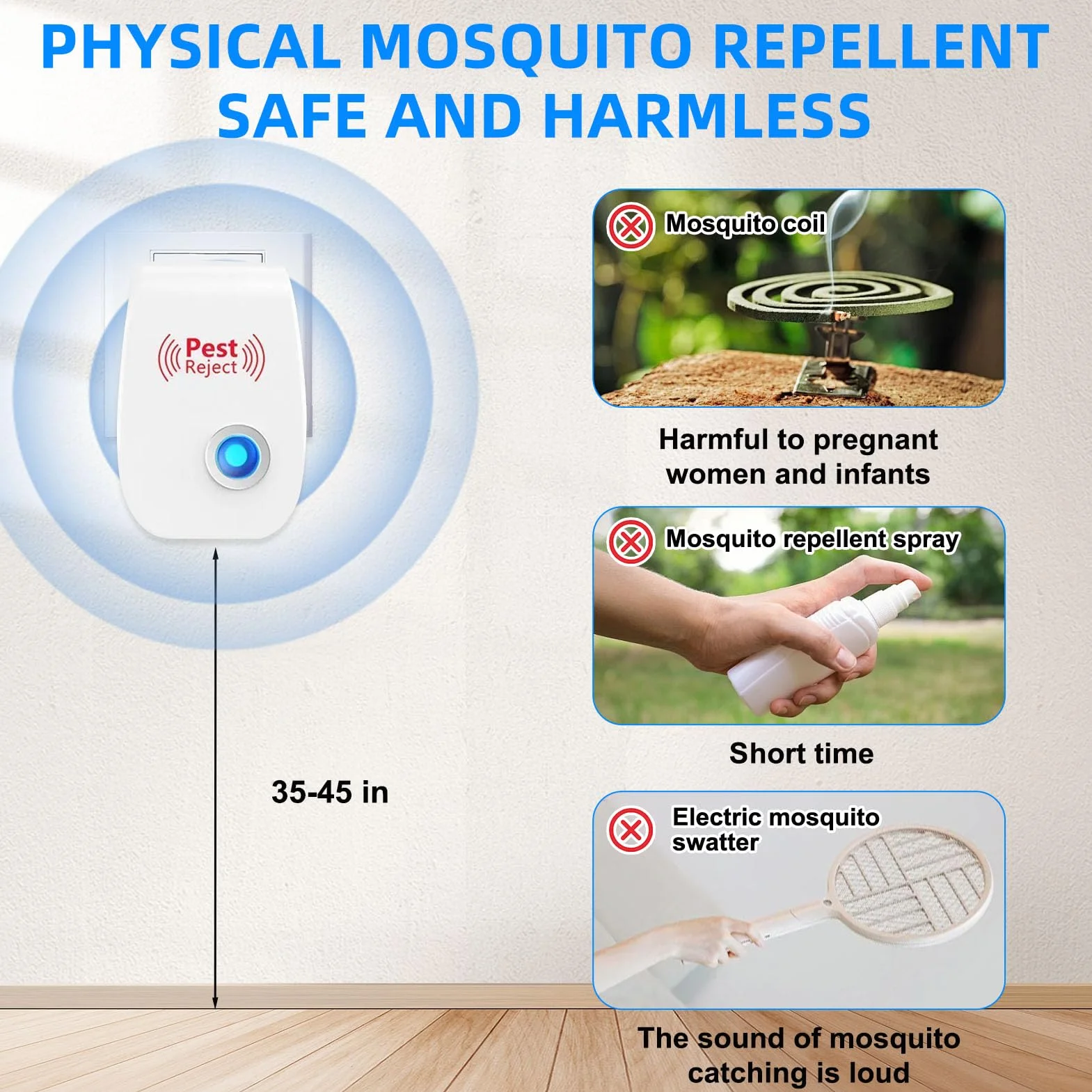Repelente Ultrasónico de Plagas 4 Piezas, Antimosquitos Eléctrico Enchufe para Control de Insectos, Ahuyentador de Ratones y Cucarachas