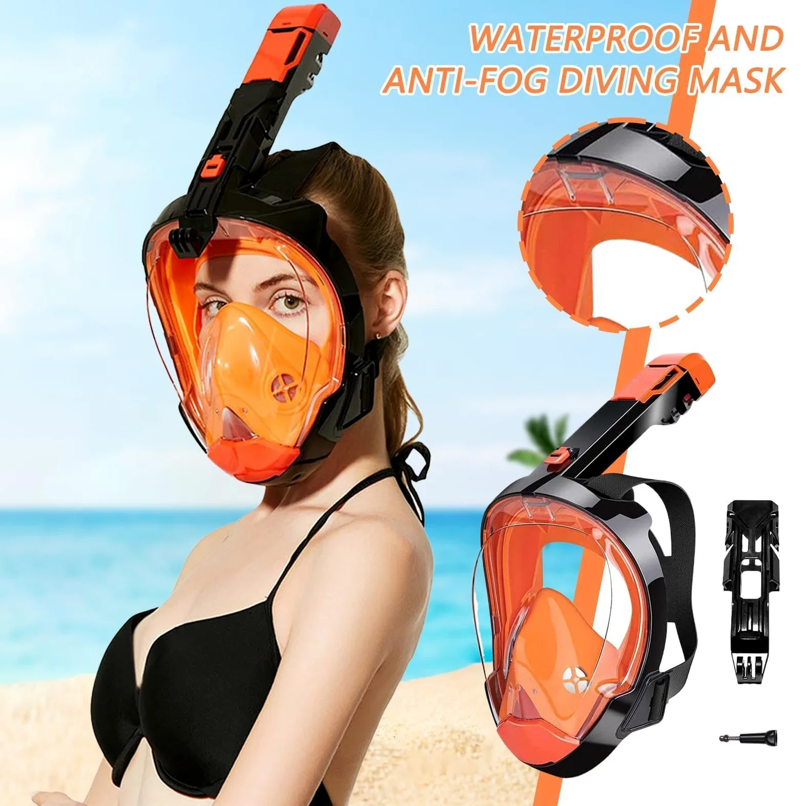 Máscara de snorkel antivaho – Equipo de asistencia respiratoria submarina – Máscara de snorkel con vista panorámica de 180 grados – para mujeres, nadadores, principiantes, viajeros, exploradores