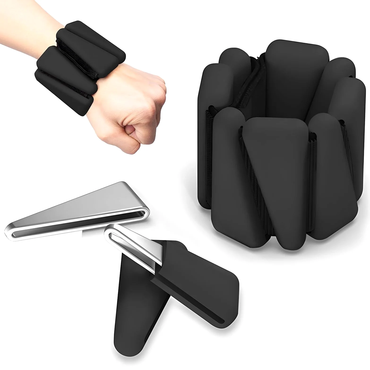 Pesas de muñeca ajustables, pesas de tobillo de silicona y metal para mujer, bandas de fitness para pilates, yoga, correr y entrenamiento de fuerza, juego de 2