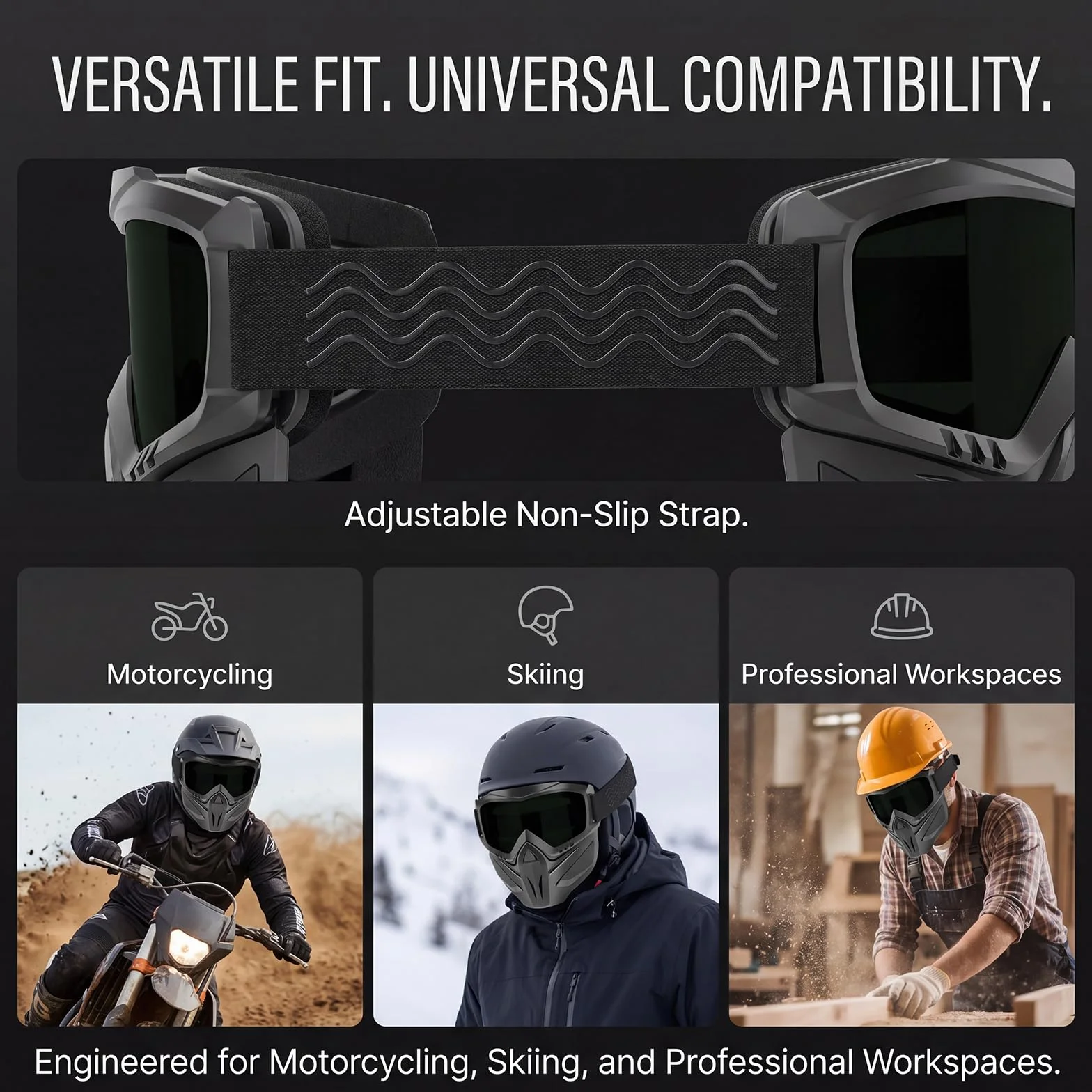 Full Face Protective Mask with Removable Goggles, Anti-Fog Face Shield for Motorcycle Riding, Cycling, Softball & Outdoor Sports