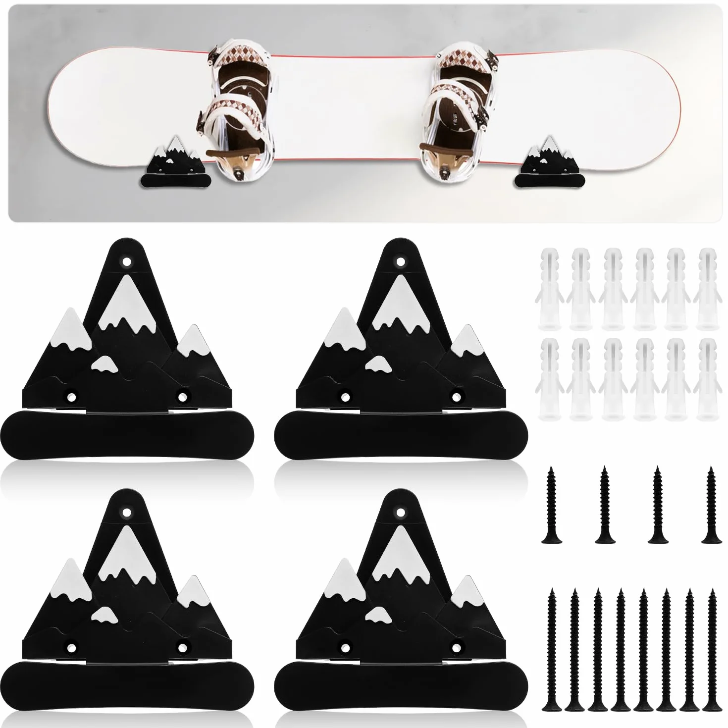 4 Piezas de Soporte Tabla de Snowboard, Soporte de Pared para Tablas de Snowboard con Ganchos Soporte de Pared para Almacenamiento de Tablas de Snowboard para Exhibición de Tablas de Snowboard