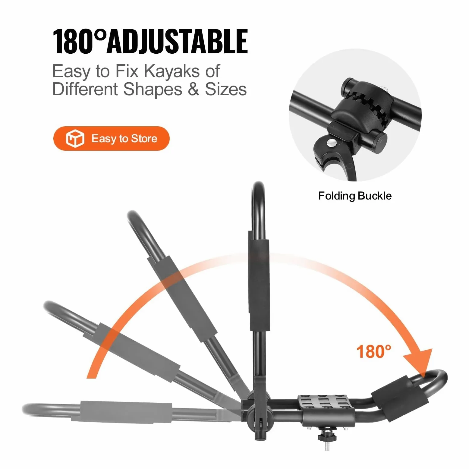 Delantero Y Trasero Baca Portaequipajes Kayak 2 Pares Blando Barra J Montaje Superior Plegable Rápido Soporte Amarre Tabla Surf Canoa Esquí Barras Coche(Unfoldable 2pcs)