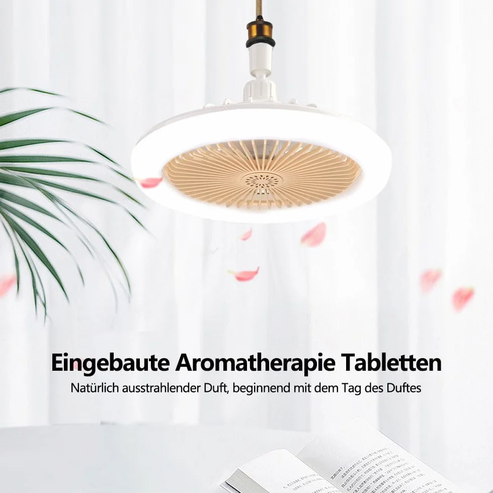 Anyingkai Ventilador de Techo con Luz E27 25cm Amarillo