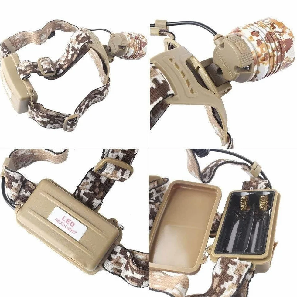 Linterna Frontal LED, Potente Linterna Frontal LED Recargable por USB, lámpara Frontal con Zoom, Linterna for Acampar