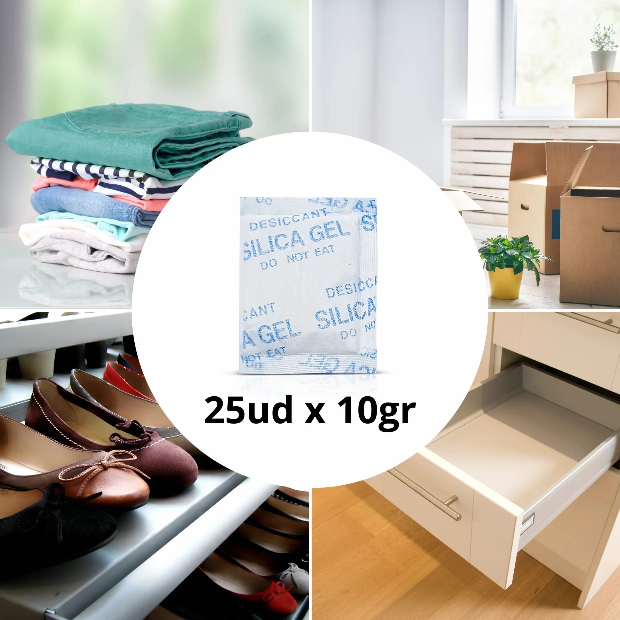 Thermikoa® Bolsas de Gel de Sílice Antihumedad 25uds x 10gr Desecante Multiusos