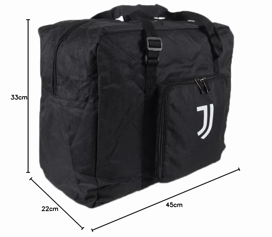 Bolsa de Viaje Plegable Producto Oficial Juventus, Negro, Bolsa Plegable para Guardar en la Maleta y Usar Cuando Sea Necesario
