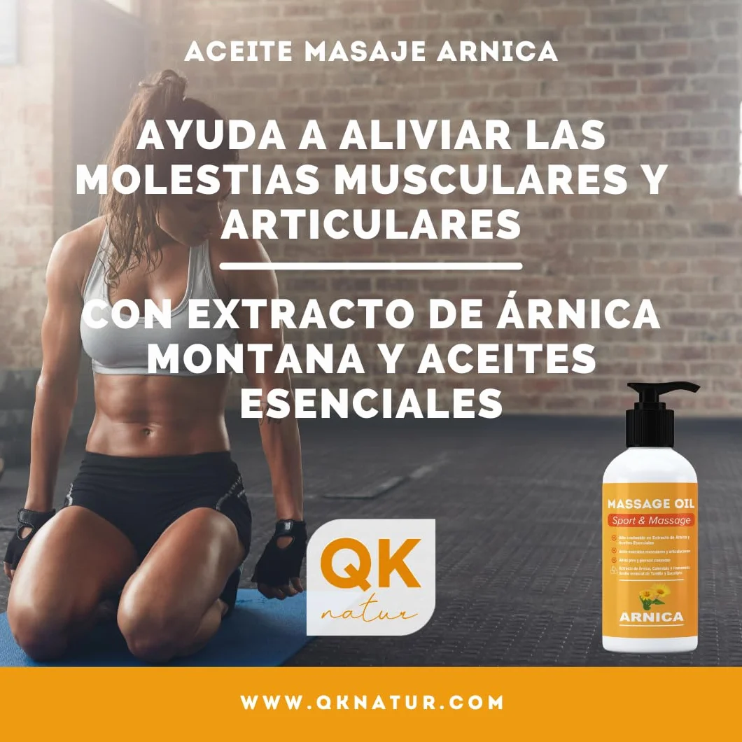 Aceite para masaje con extracto de Arnica, Calendula y Hamamelis (250 ml) - Absorción Rápida