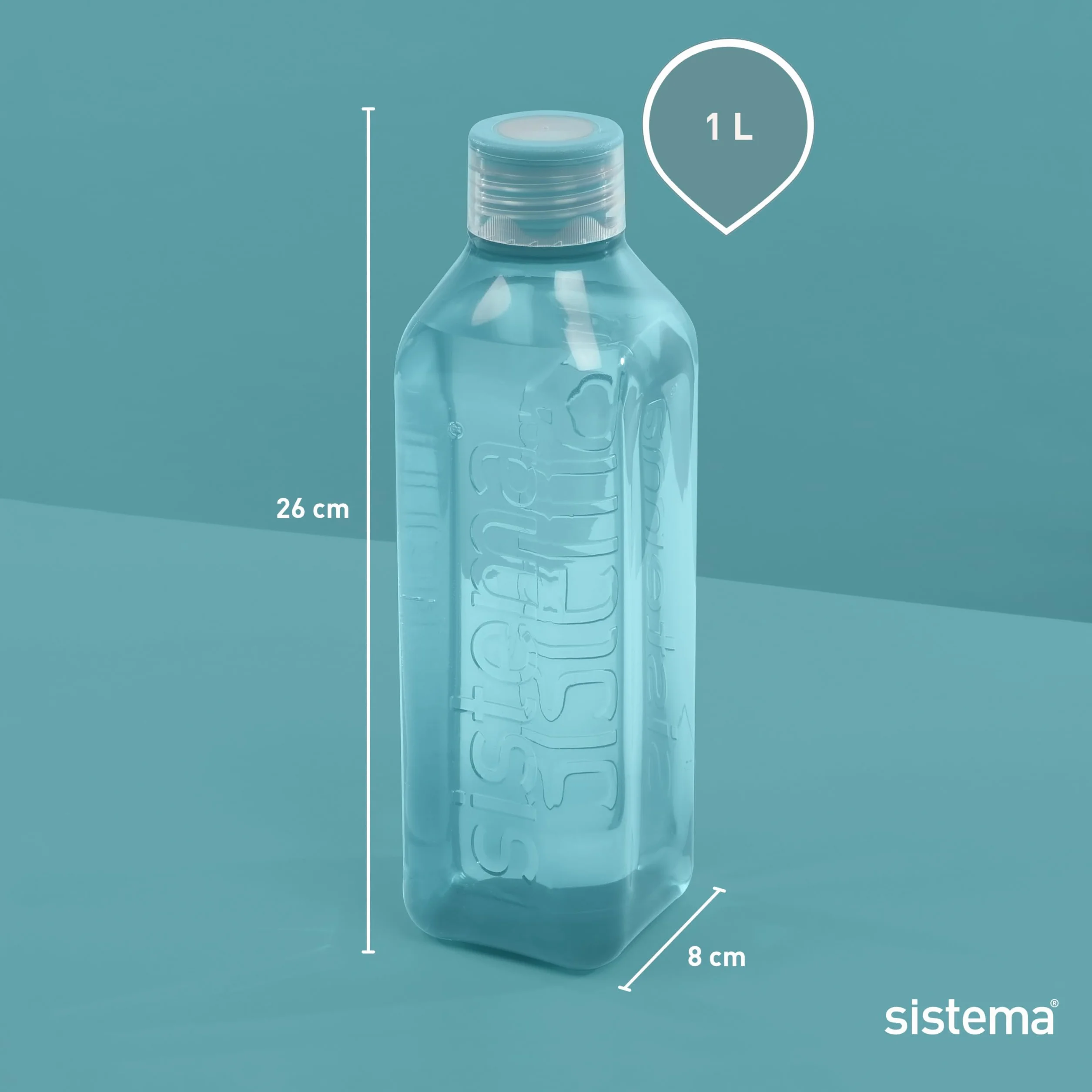 Sistema Square Botella agua 1 Litro | Hermética Botella agua niña | Piedra azul turquesa | 1 unidad