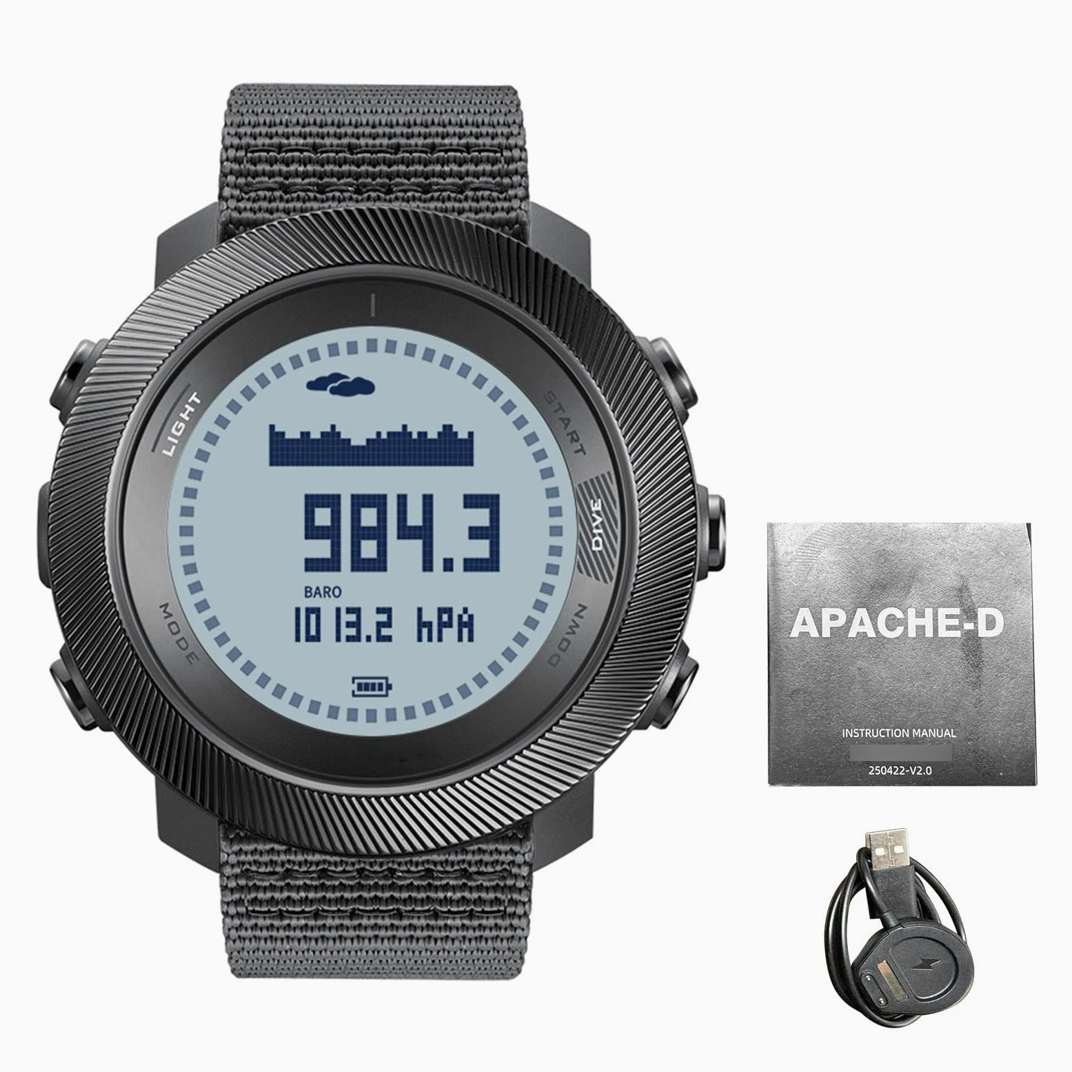 Reloj de Buceo, Reloj Deportivo Digital Resistente Al Agua de 100 M con Retroiluminación LED, Barómetro, Termómetro, Brújula, Altímetro para Hombres, Mujeres, Senderismo, Natación en Montaña