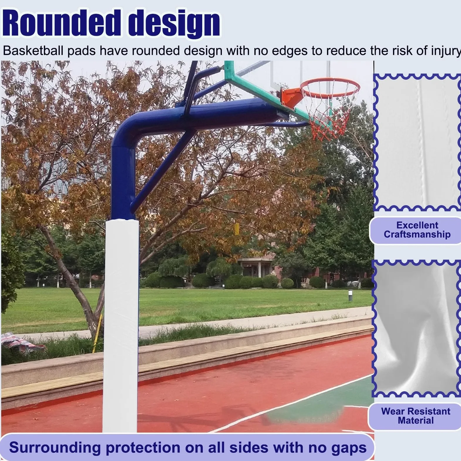 Envoltura acolchada para bastón de baloncesto y bastones redondos de 3 a 10 pulgadas, cubierta suave y duradera para vigas y columnas de soporte de metal
