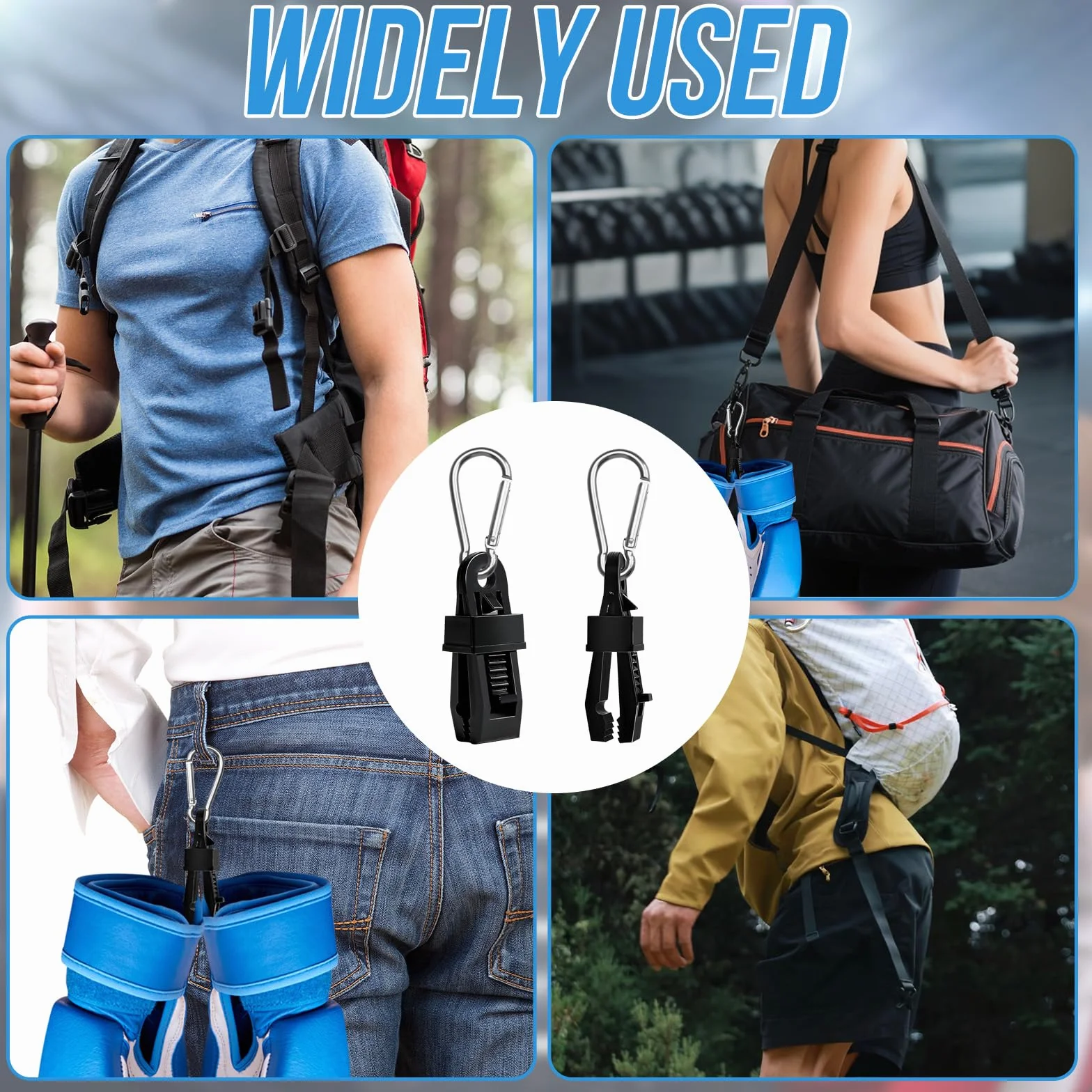 2 Soportes metálicos para de Boxeo | Mosquetón Resistente para asegurar y Transportar de MMA y Muay Thai en Mochilas, Bolsos, Equipaje o Bolsas de Gimnasio | Organizador de Accesorios Boxeo Clip