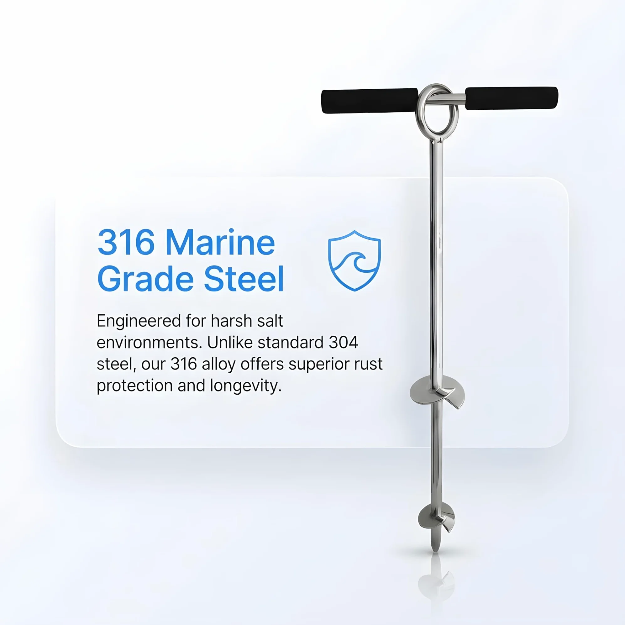 Ancla De Arena De Acero Inoxidable 316 para Embarcaciones, Ancla De Arena De Playa De Doble Placa con Mango Y Diseño De Tornillo, Ancla De Barra De Arena Resistente A La 18INCH Sand Anchor