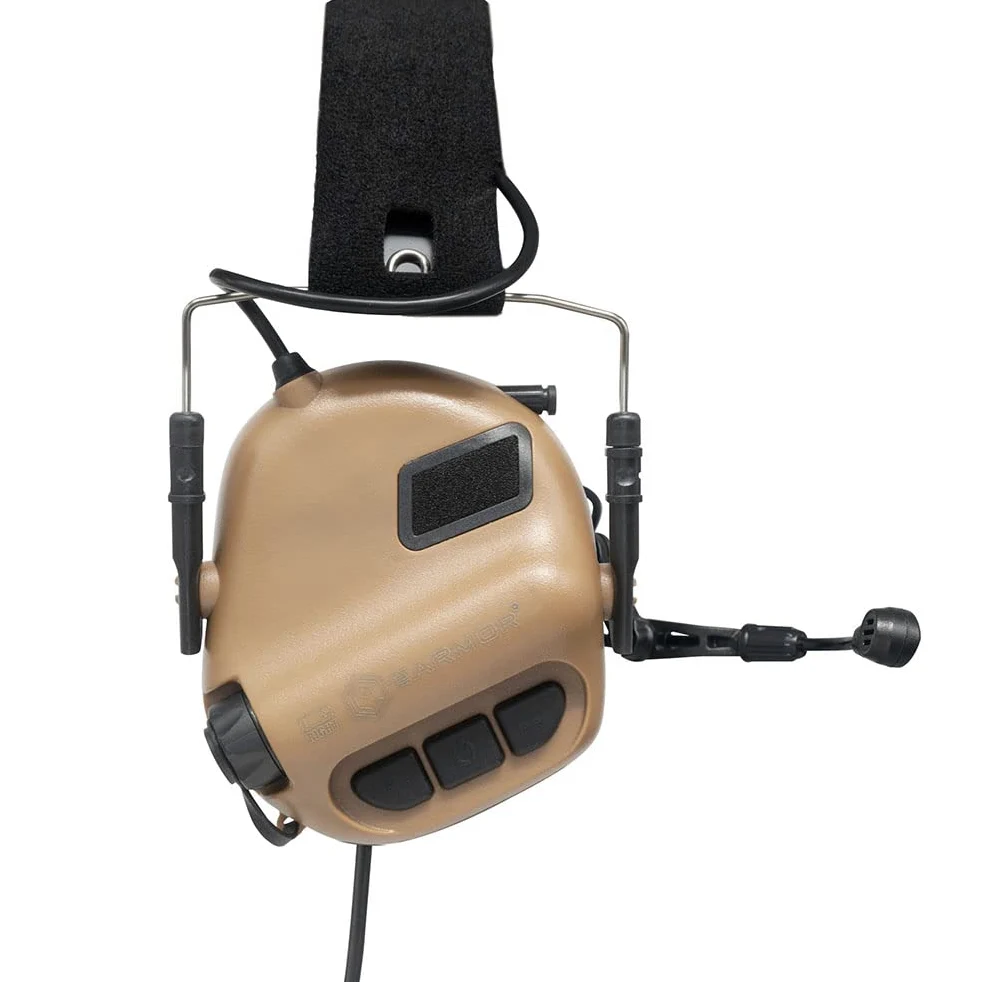 Orejeras tácticas EARMOR M32 con micrófono y amplificación de sonido, chaqueta Nato TP120, Coyote