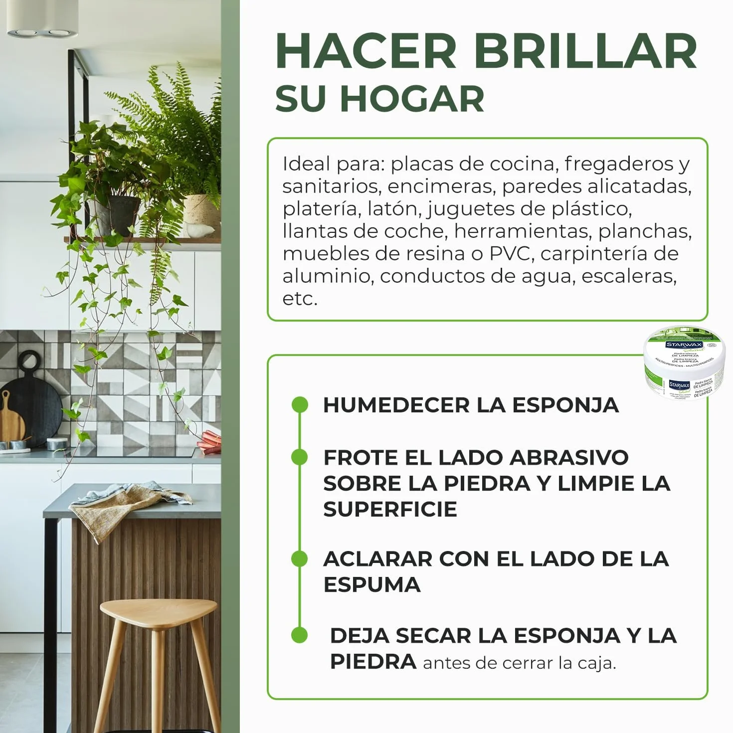 Starwax Piedra blanca de limpieza multiusos 100% origen natural