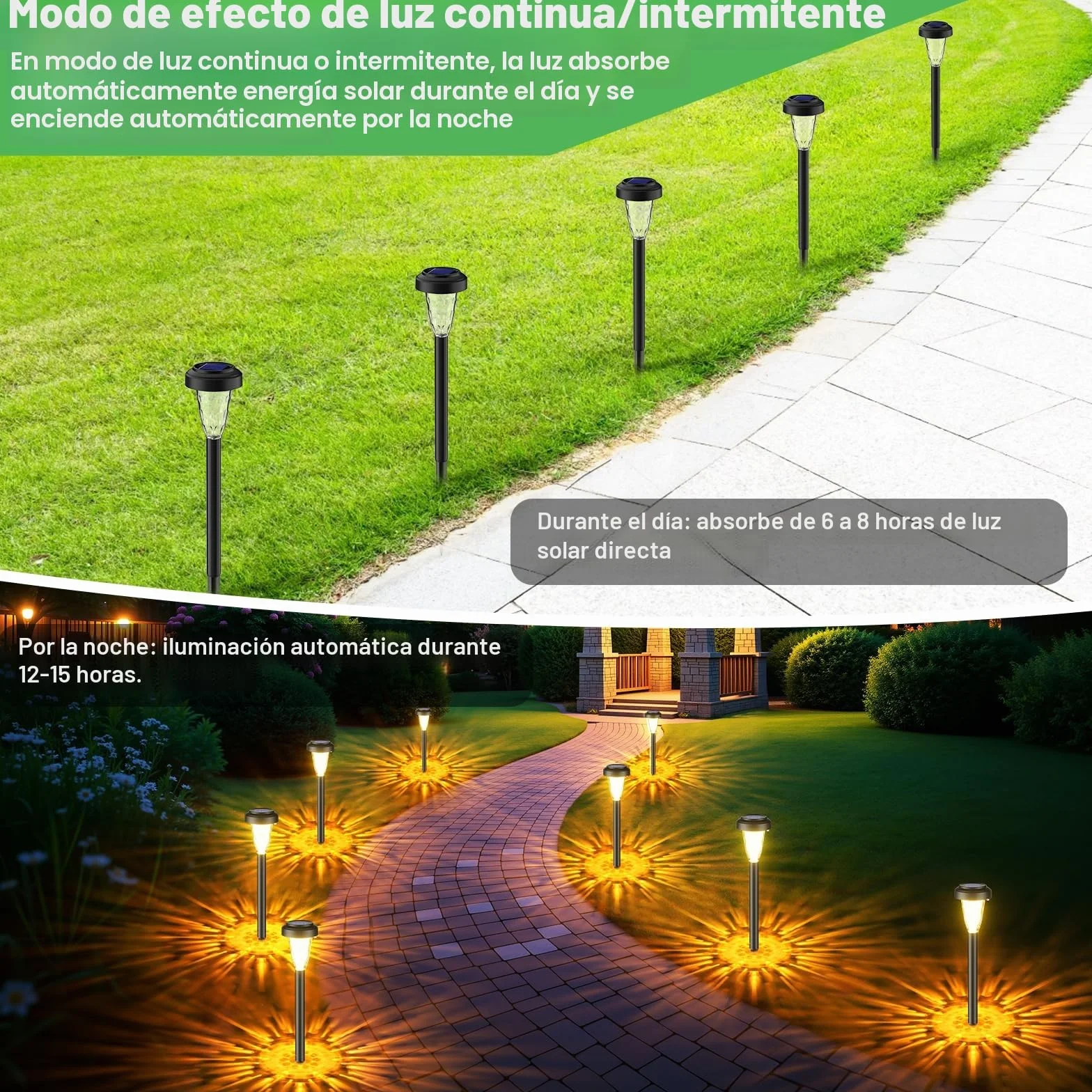 FIFlying Lámpara Solar Exterior Jardín 8 Piezas, 2 Modos Blanco Cálido, IP65 Impermeable LED