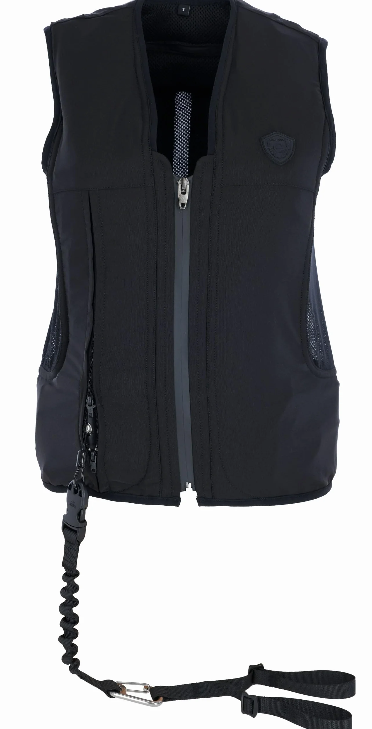 Covalliero Chaleco de seguridad Manege, chaleco de seguridad, protector, M, 165-170 cm, nailon, negro, jinete, incluye cartucho