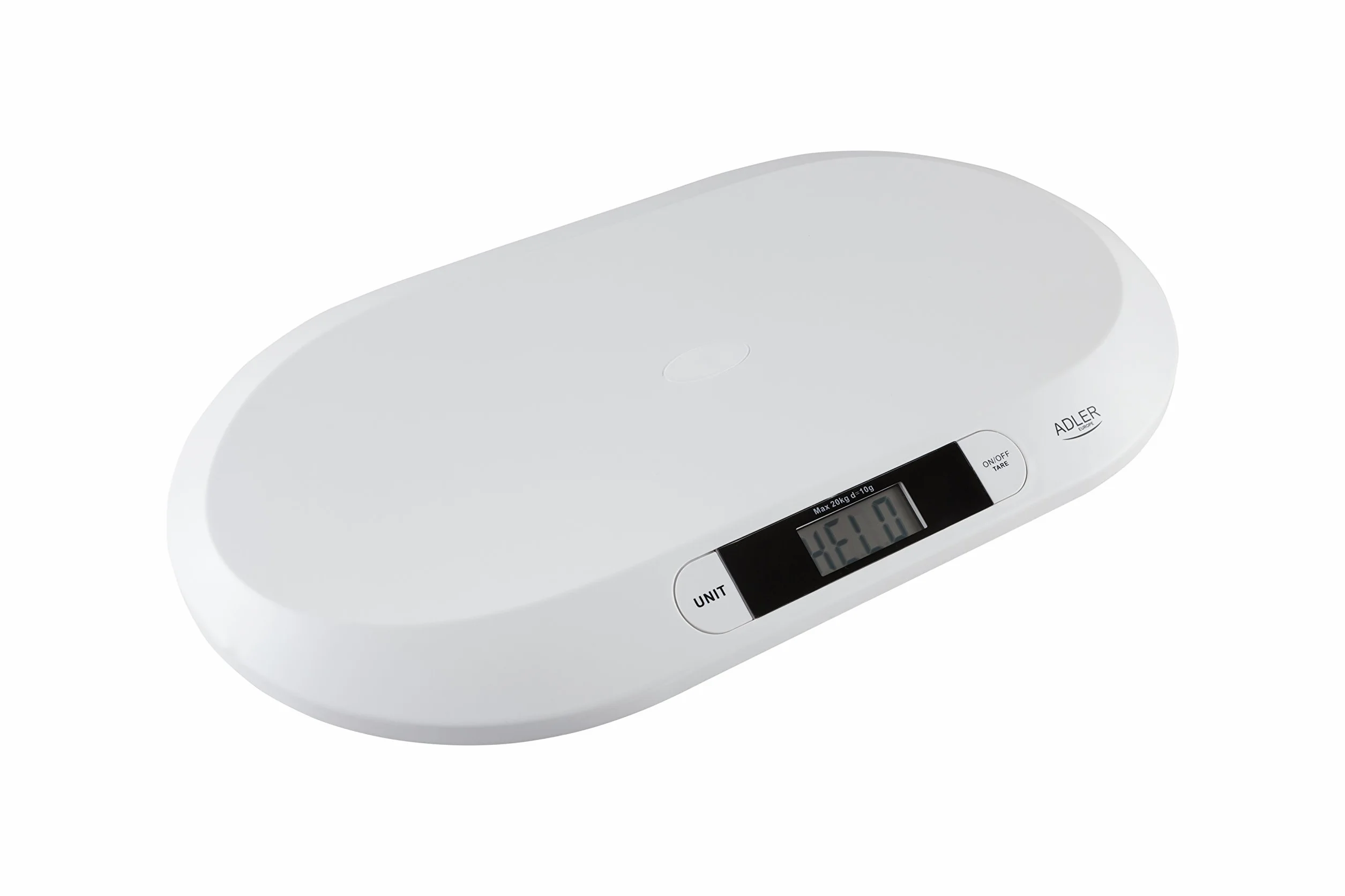 Adler Báscula Bebé Digital 20 kg Pantalla LCD Función Hold Tara Peso Recién Nacidos