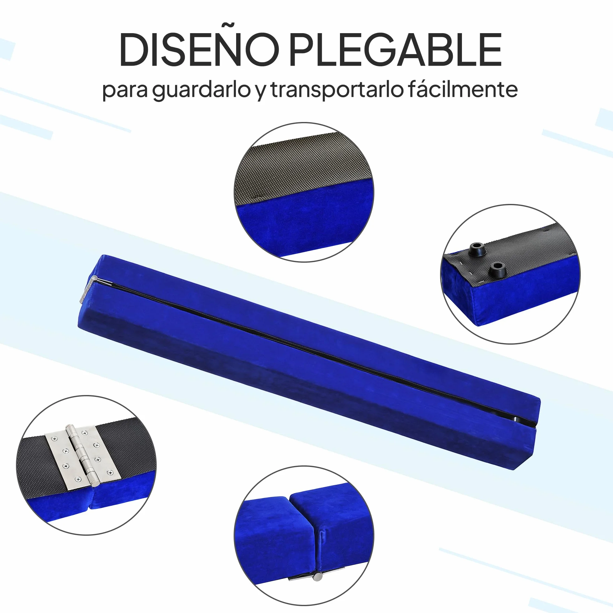HOMCOM Barra de Equilibrio Gimnasia Plegable 210 cm Viga de Gimnasia Artística