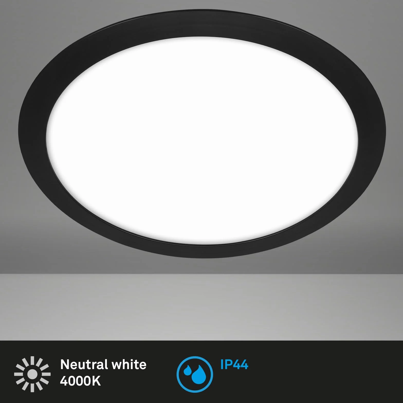BRILONER Lámpara de techo LED baño IP44 310x65mm Negro