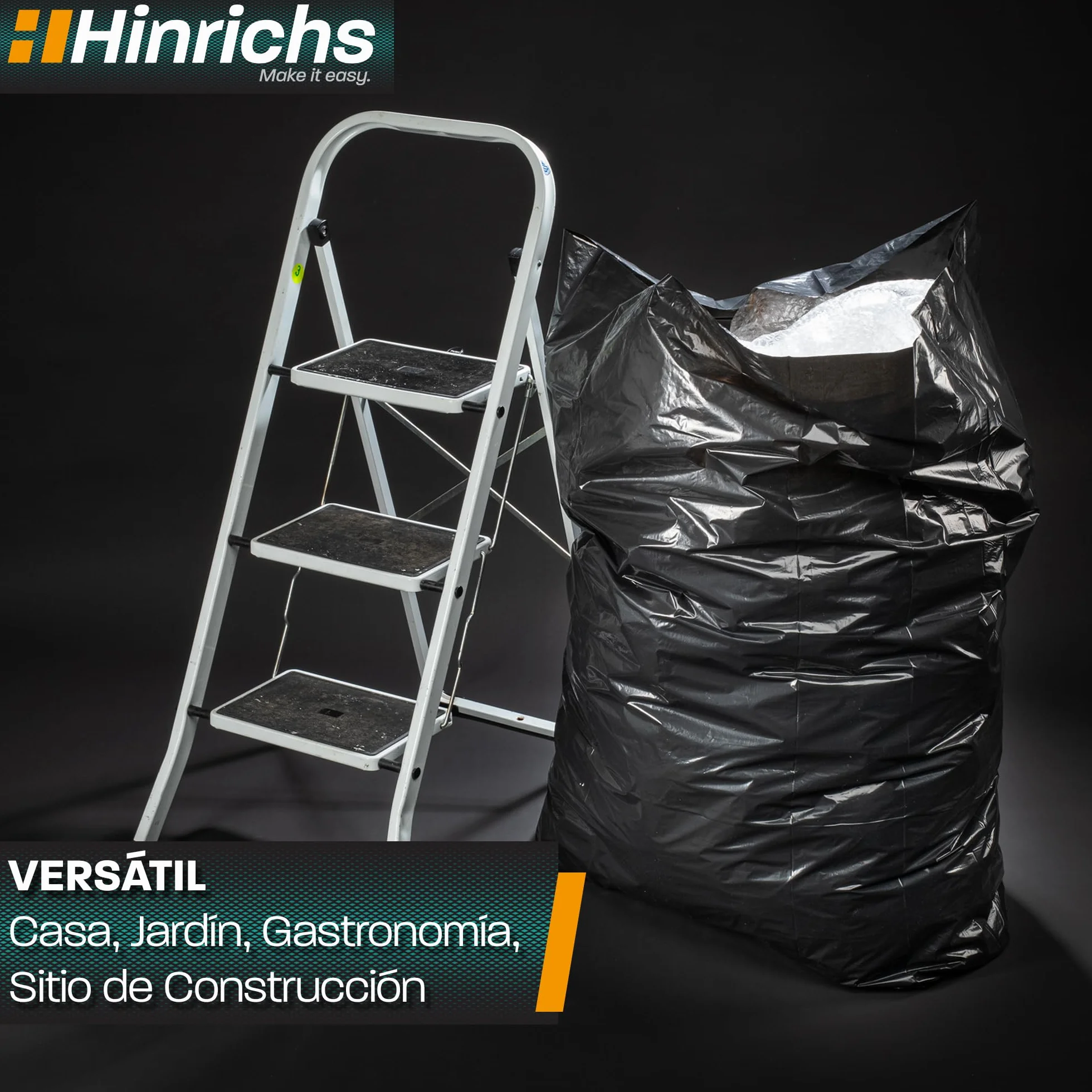 Hinrichs Bolsas de Basura Extrafuertes 240L 100x125 cm Rollo 15 uds Plástico reciclado LDPE