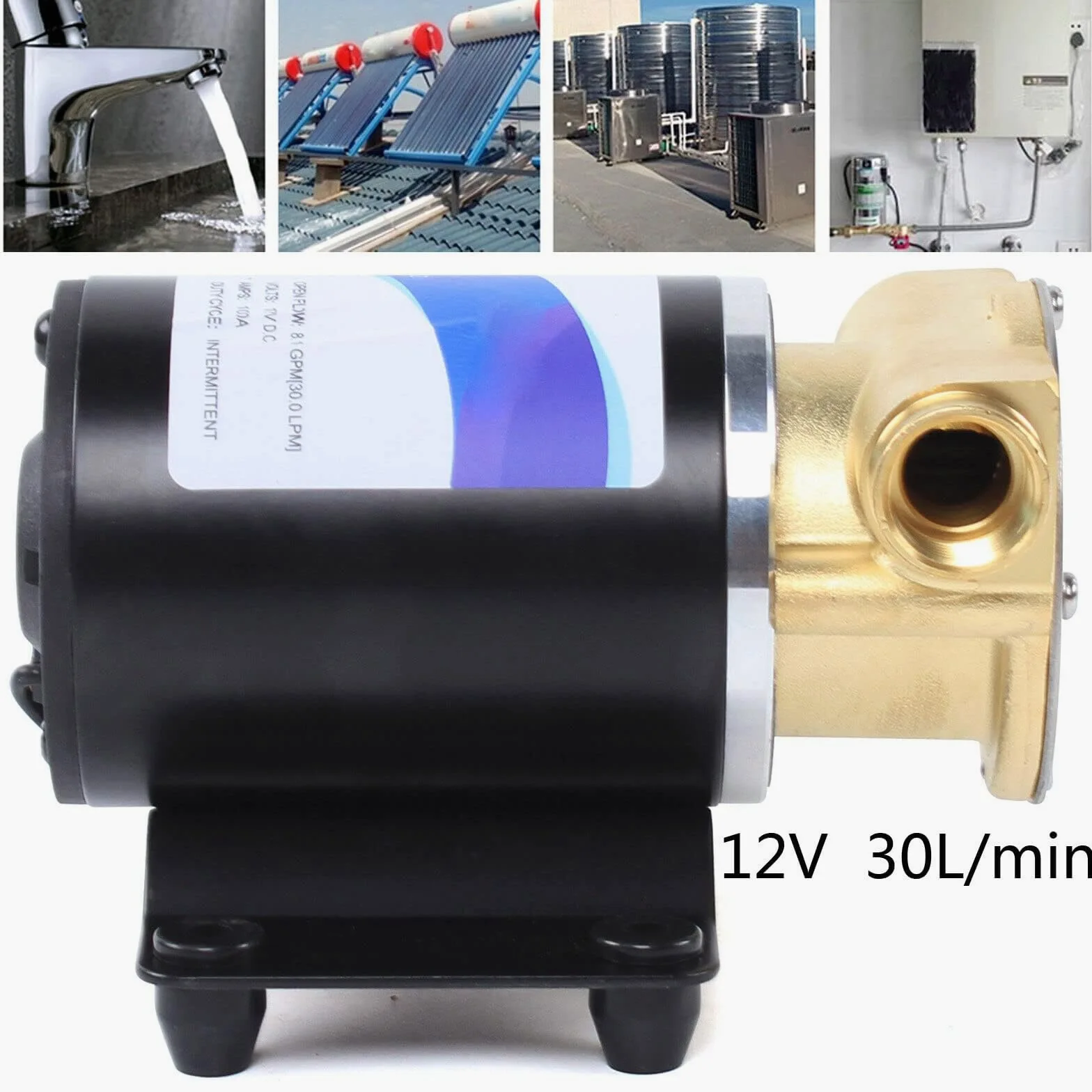 Bomba autocebante de 12 V con flujo 23-30 l/min – Sentina de membrana para lavado de techo, sumergible