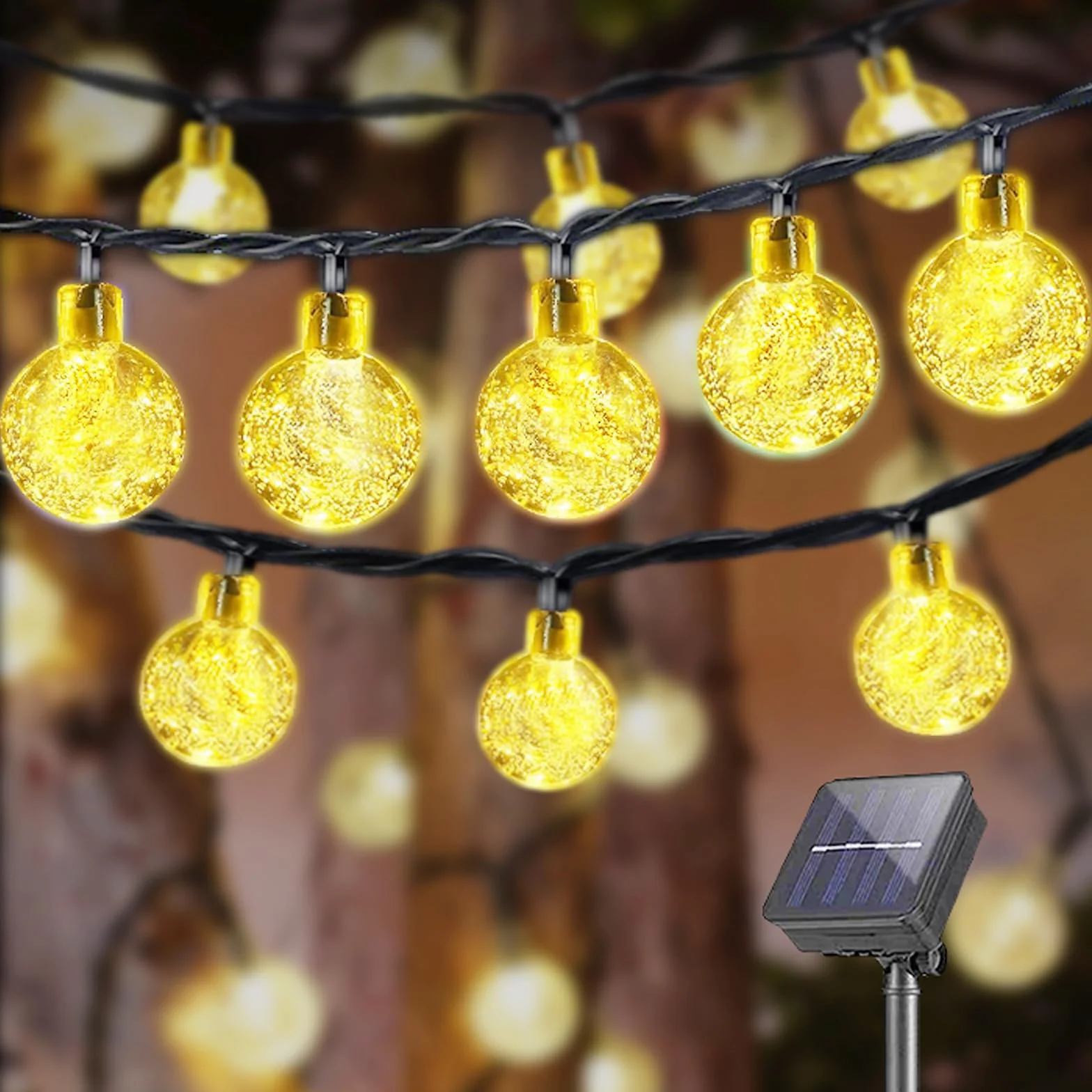 LQWELL Guirnaldas de Luces Solares 30LED 8M IP44 8 Modos Blanco Cálido para Jardín Exterior