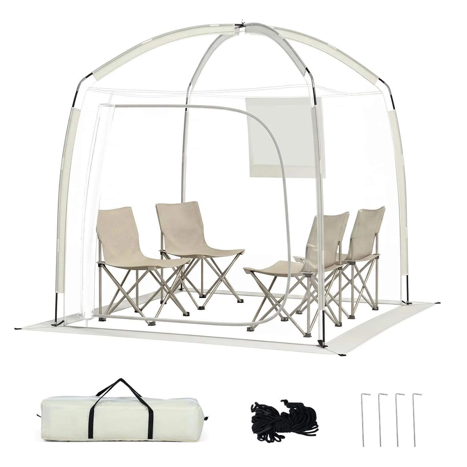COSTWAY Tienda de Campaña Deportiva 2-4 Personas 215x215 CM Carpa Burbujas Transparente