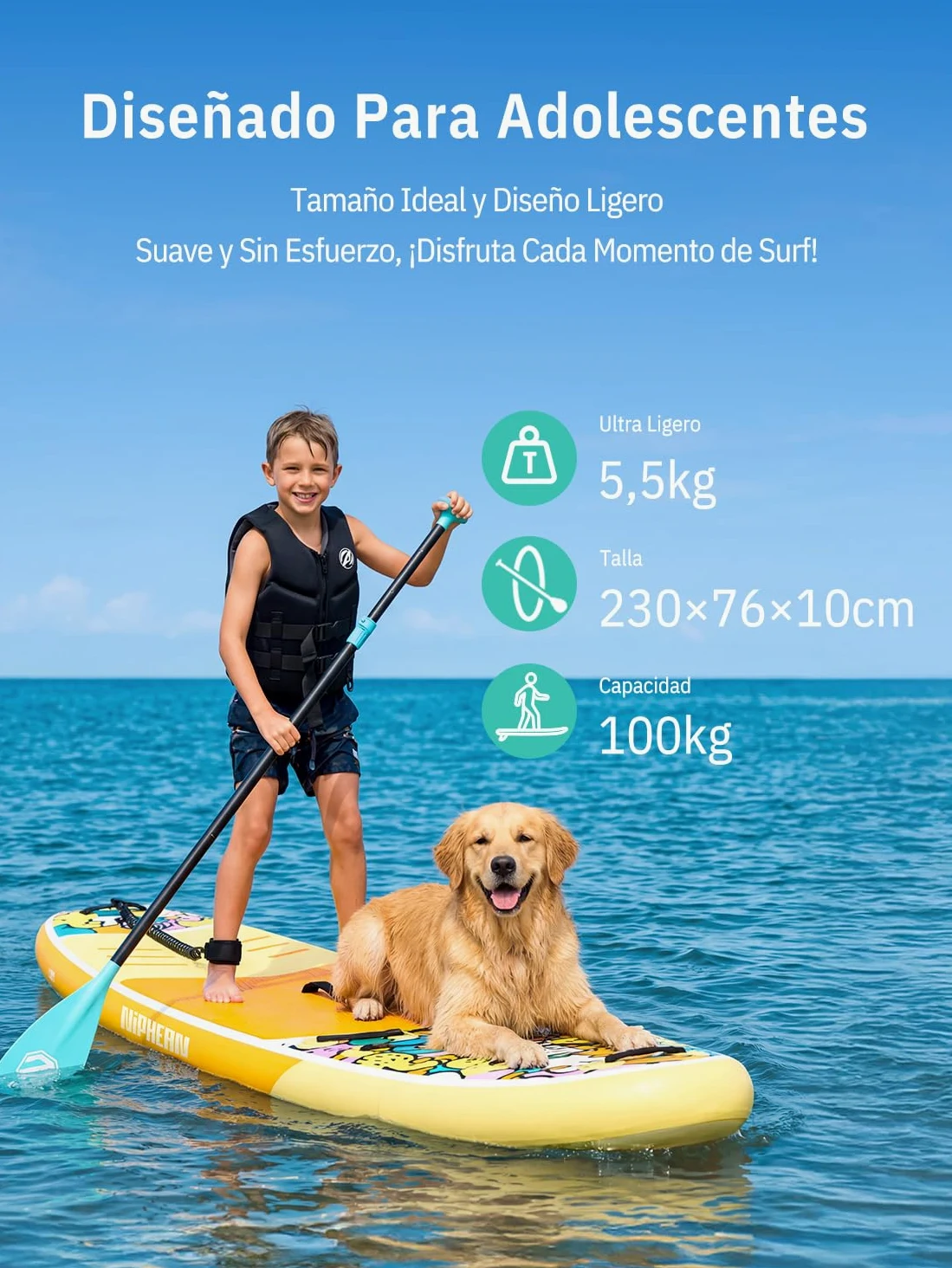 Niphean Tabla Paddle Surf Hinchable con Accesorios 320cm/230cm Sup | Tabla Paddle Surf Rígida, Antideslizante, Kit Reparación, Adultos, Jóvenes, Principiantes, Yoga