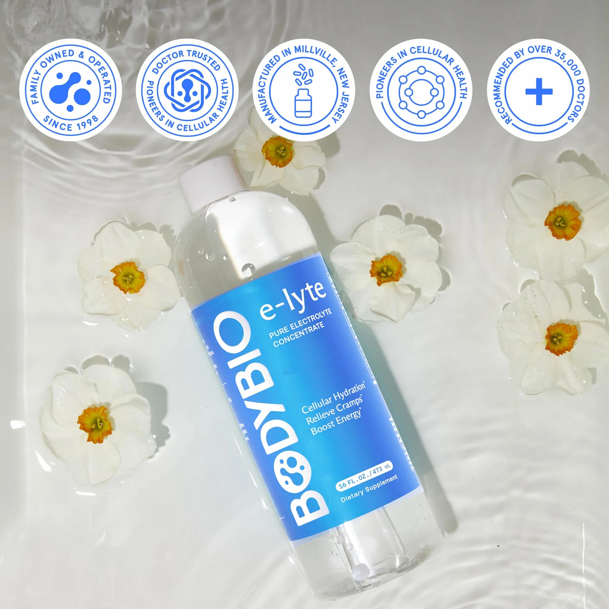 BodyBio Electrolytes 16 oz 64 porciones sin azúcar magnesio potasio sodio 473 ml