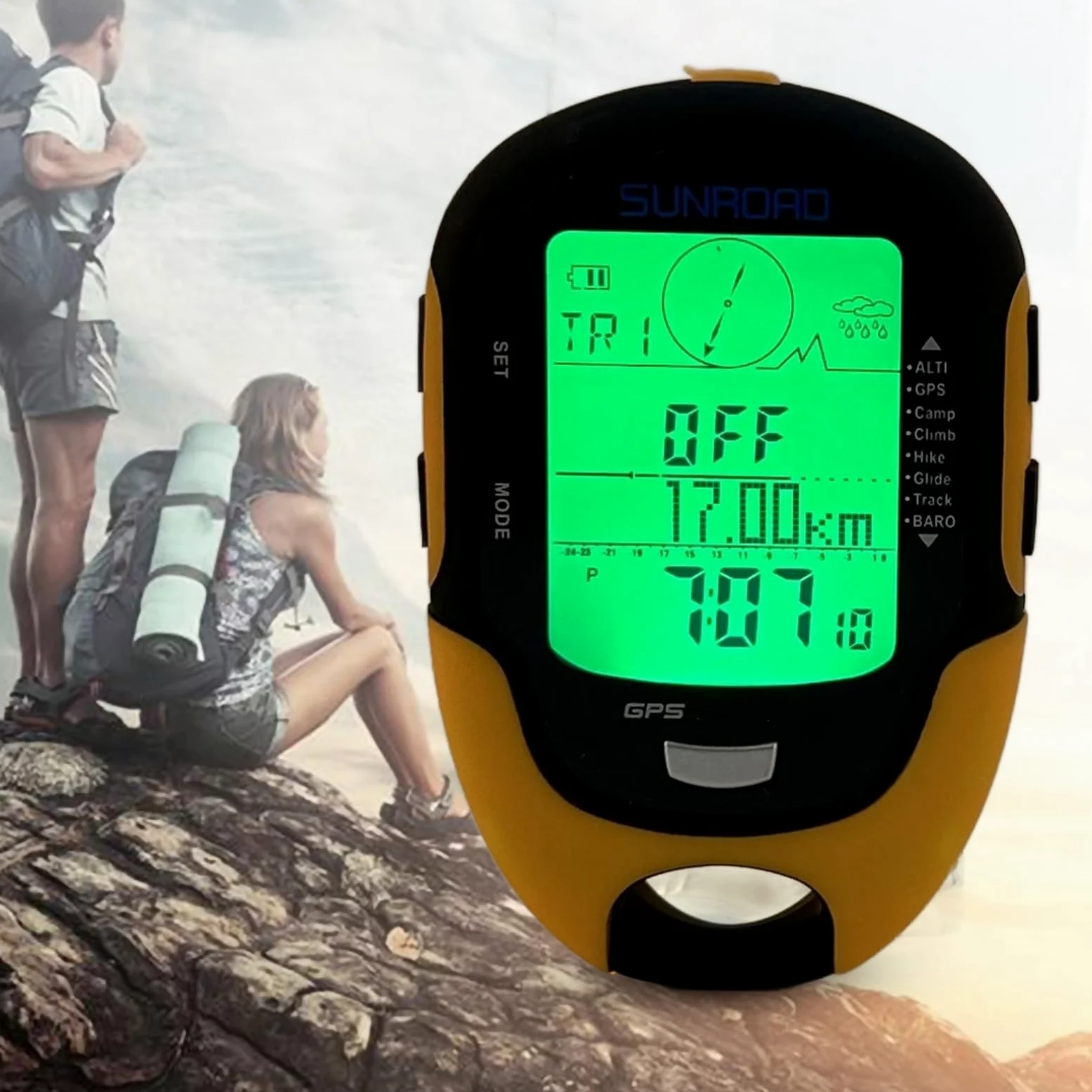 Altímetro electrónico GPS IPX4 Grado Impermeable Navegación Exterior Medidor de altitud Temperatura Humedad Brújula