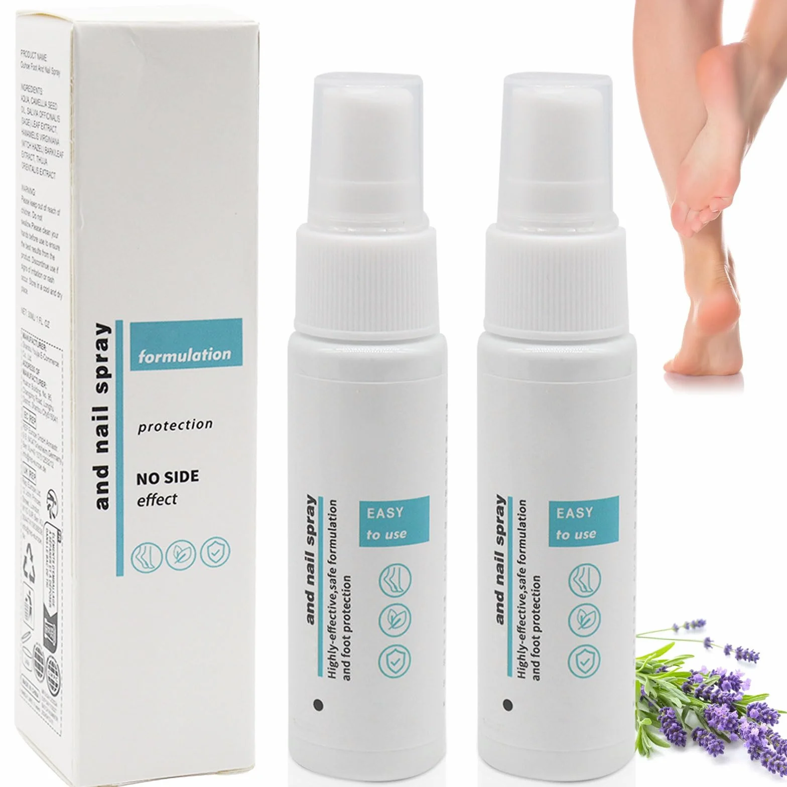 Spray para hongos en los pies y uñas, 2 unidades, reparación de uñas y control de olores