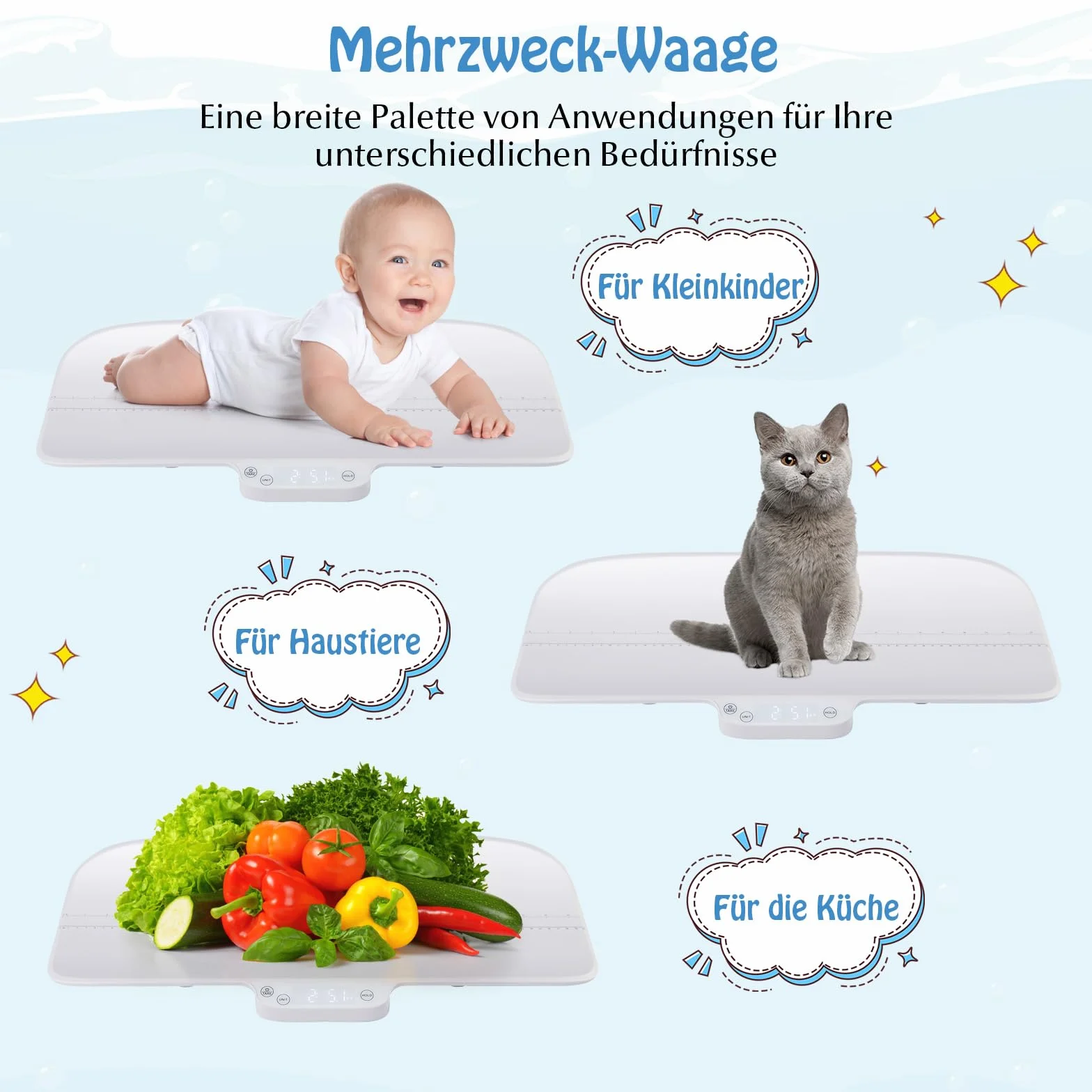 GOPLUS Báscula digital para bebé inteligente con función de sujeción y tara, pantalla LED, para mascotas y cuna