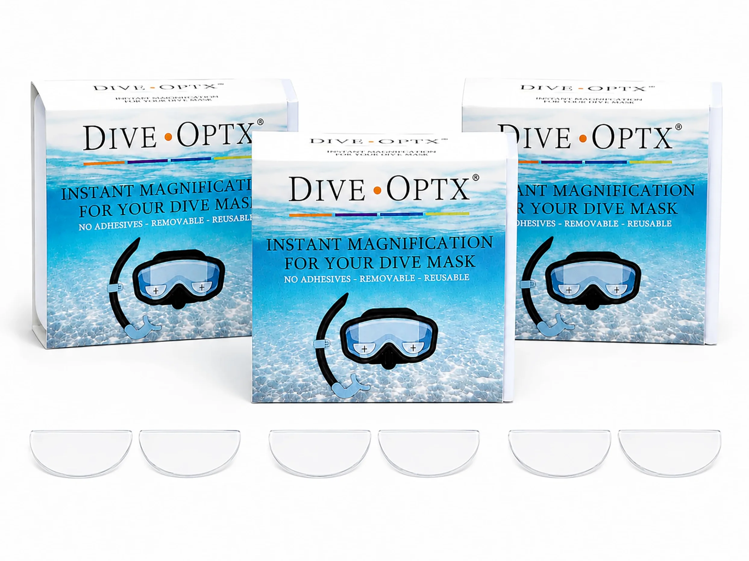 Calabria Hydrotac Dive OPTX - Lentes bifocales adhesivas para máscaras de buceo y gafas de buceo, activadas por agua, lectores reutilizables, Diameter: 1.6 Inches