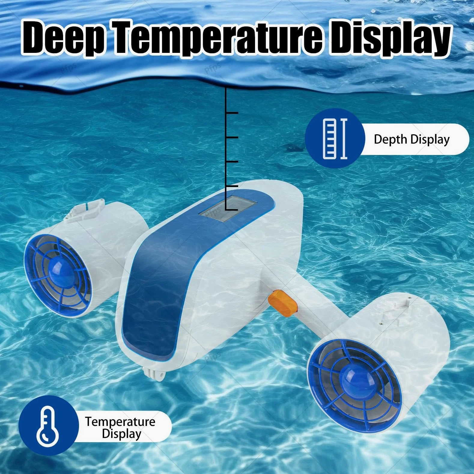 Scooter Submarino para Adultos, Pantalla De 2,8 Pulgadas, Scooter Submarino con Doble Motor, Velocidad De 1,6 M/S, Autonomía De 60 Minutos, para Practicar Snorkel