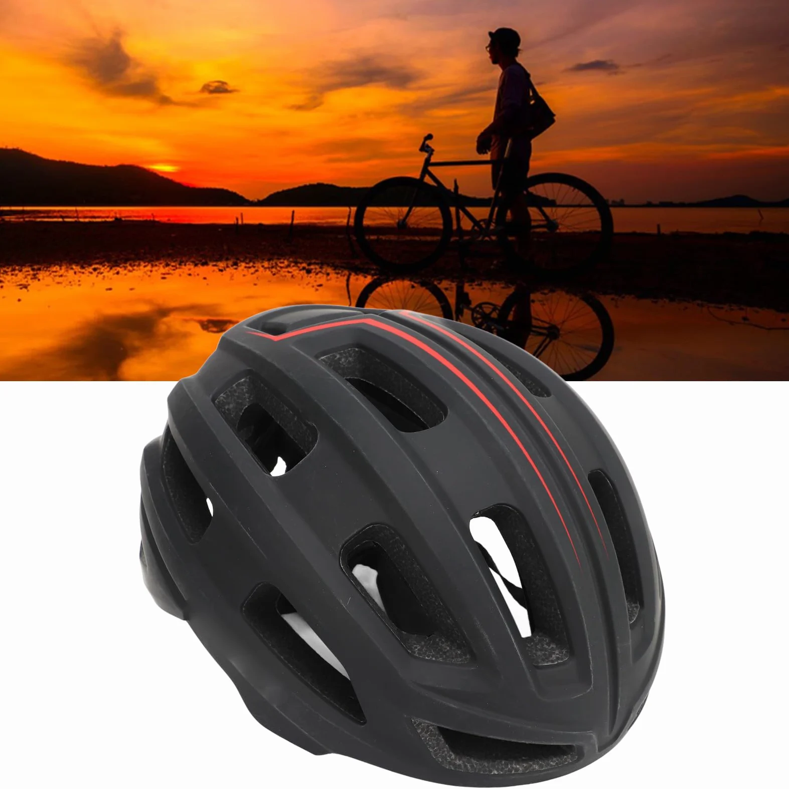 Casco de Ciclismo, Casco de Bicicleta 61-65 Cm, Ajustable, Transpirable, Ligero, para Adultos, Casco de Bicicleta de Carretera con 21 Ventilaciones para Hombres y Mujeres (Black)