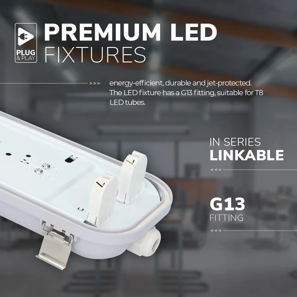 HOFTRONIC Lámpara LED T8 IP65 60 cm 6000K 9W 2880 lm 160 lm/W para ambientes húmedos