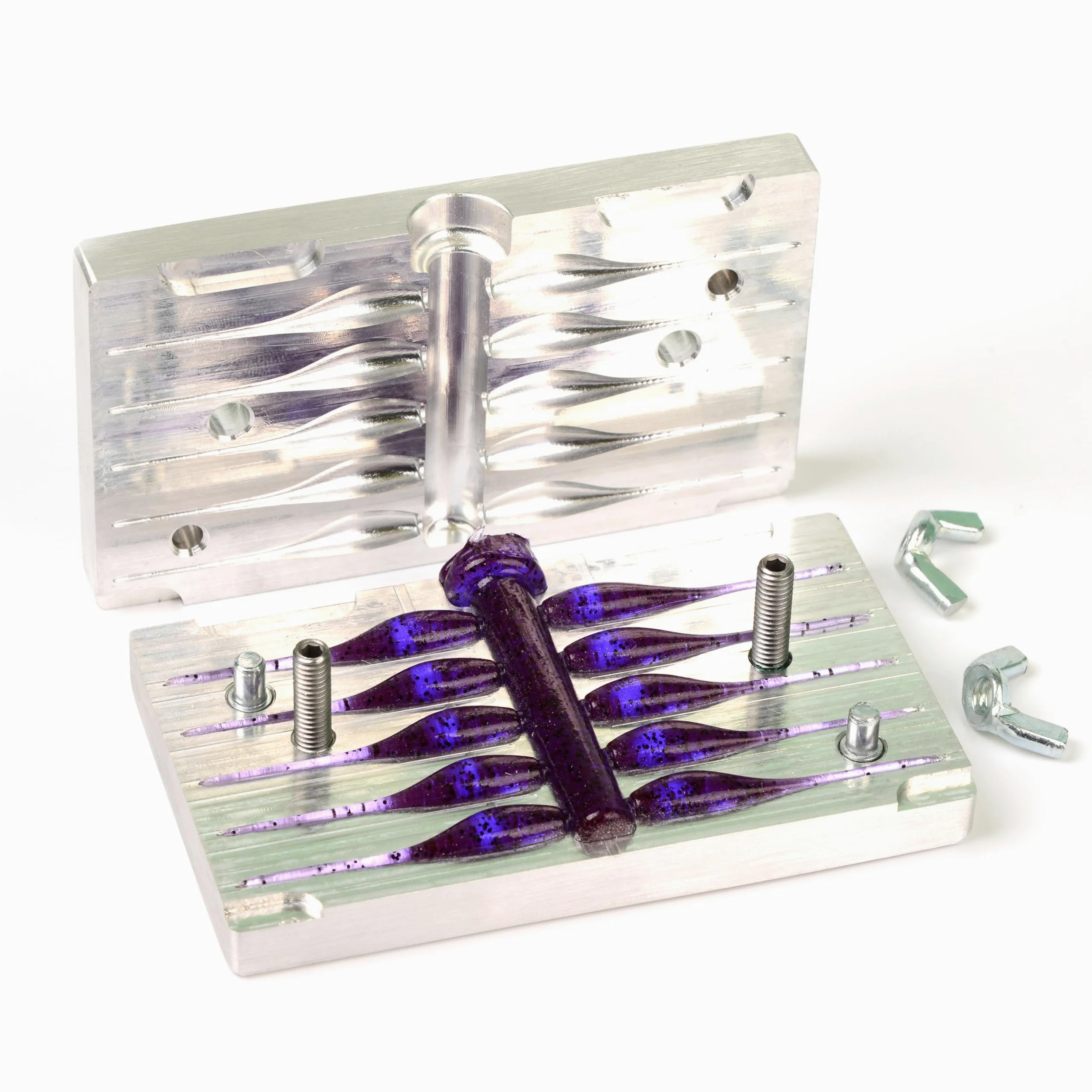 Soft Plastiс - Moldes para Hacer señuelos de inyección, señuelos de Pesca Crappie de 2 Pulgadas, 10 cavidades de Aluminio