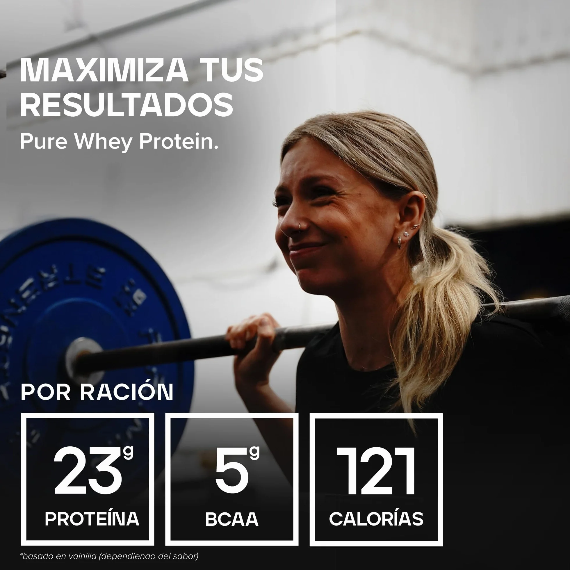 Bulk Pure Whey Proteína en Polvo, Vanilla, 23g Proteína, 5g BCAA, Batido de Whey Concentrado, Bajo en Azúcar, 1kg