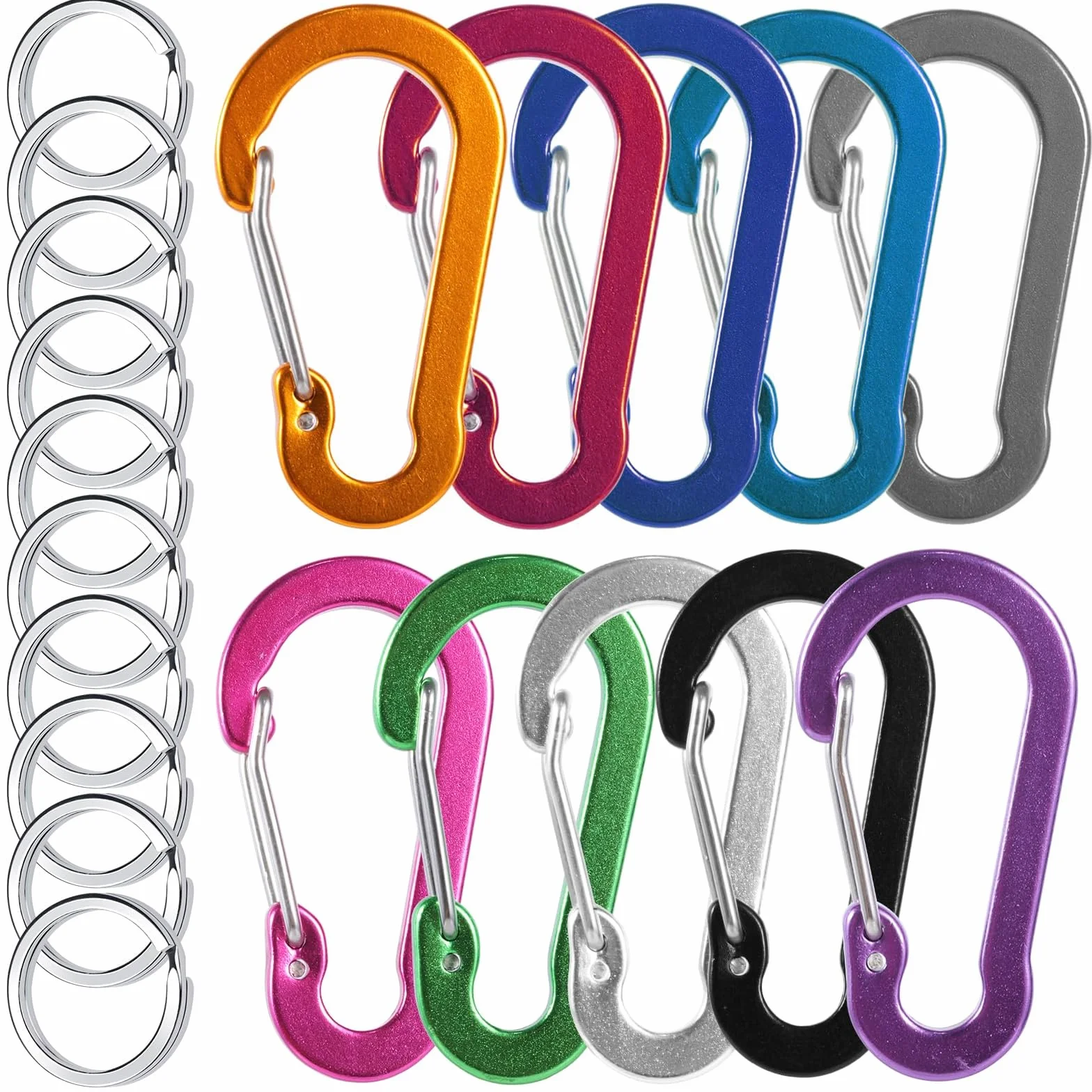 10 Piezas Mosqueton Aluminio Colores, 10 Colores Mosquetones Pequeños en Forma de D, Clips de Mosquetó con Anillas Llavero, para Mochila Handpack, Camping