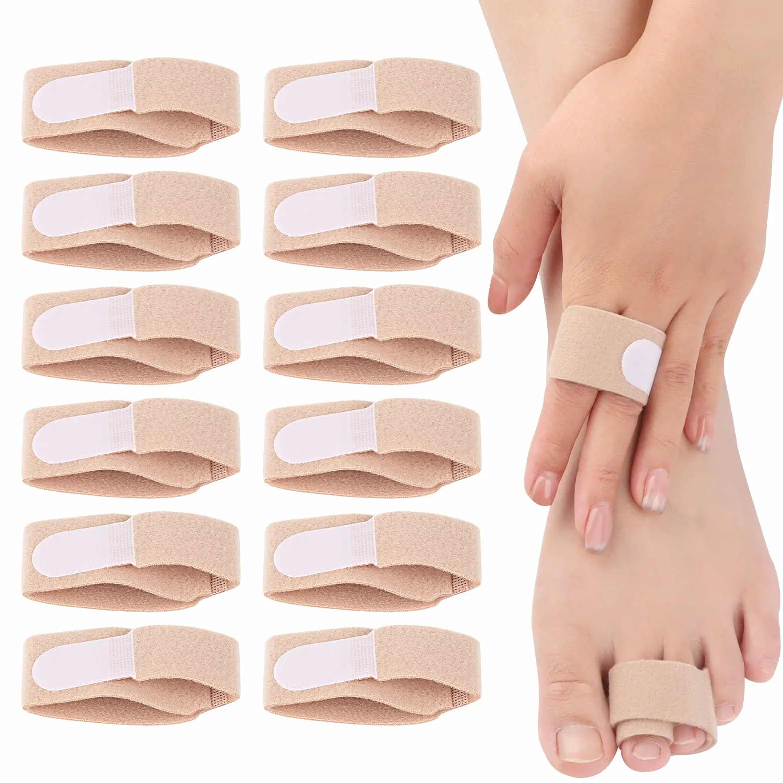 12 Piezas Corrector Dedo Martillo, Separador Dedos, Protectores Dedos Pie, Ferula de Dedo Pie Vendajes Acolchados