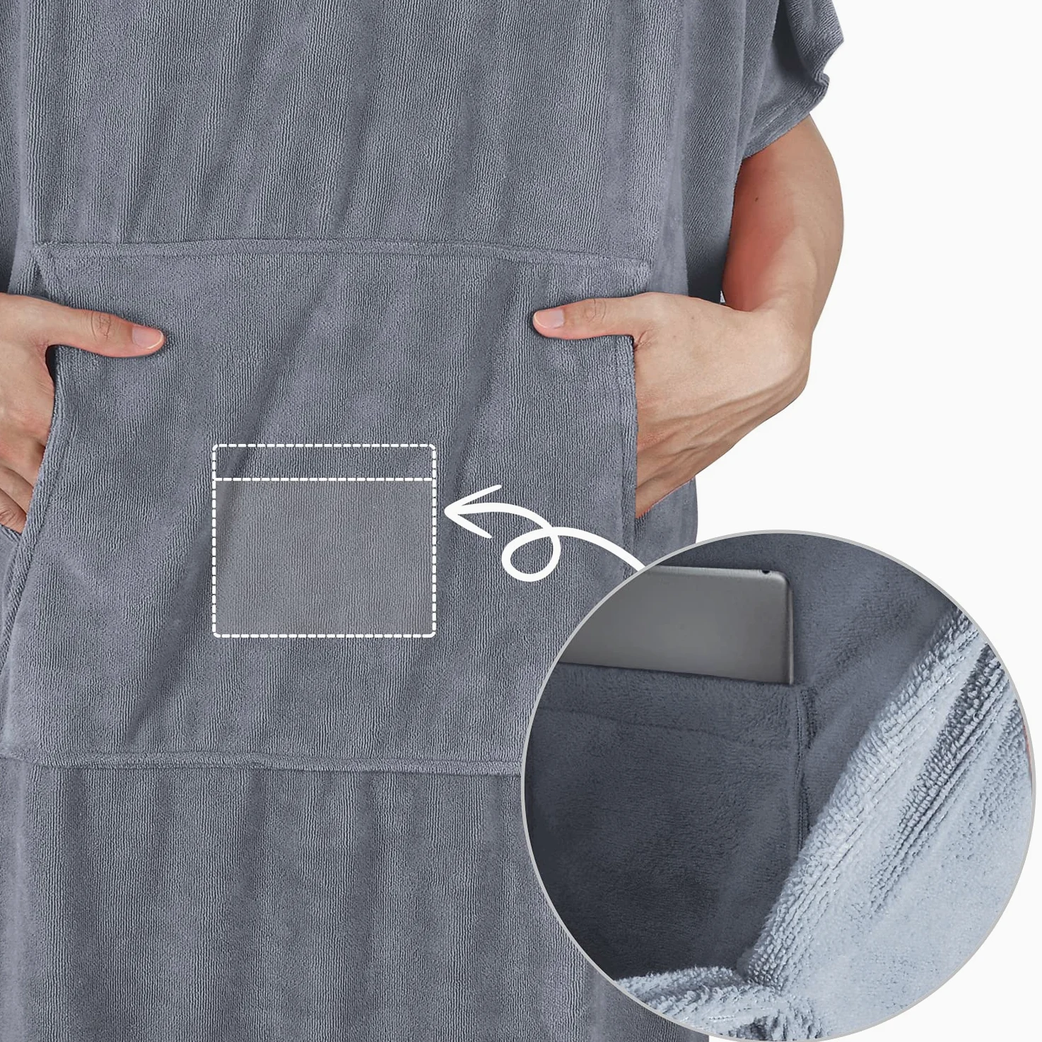 Surf Poncho Toalla con Capucha para Adultos Mujeres Hombres Microfibra Playa Poncho para natación baño Traje de baño cambiante
