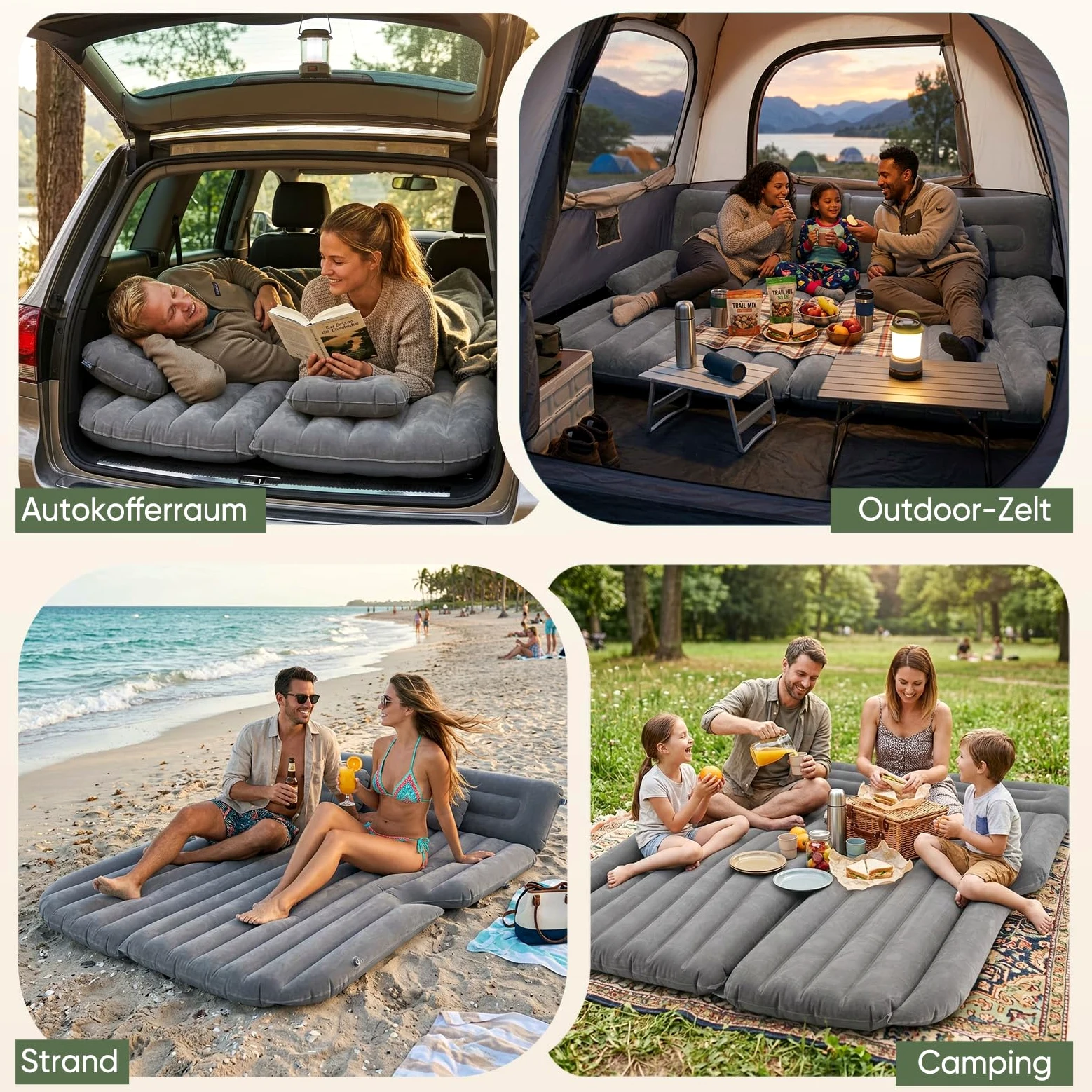 Sekey Colchón de aire para coche con bomba de aire de 12 V para viajes por carretera, SUV, colchón hinchable para 2-3 personas, infla en cualquier momento y relajarse inmediatamente, colchón hinchable